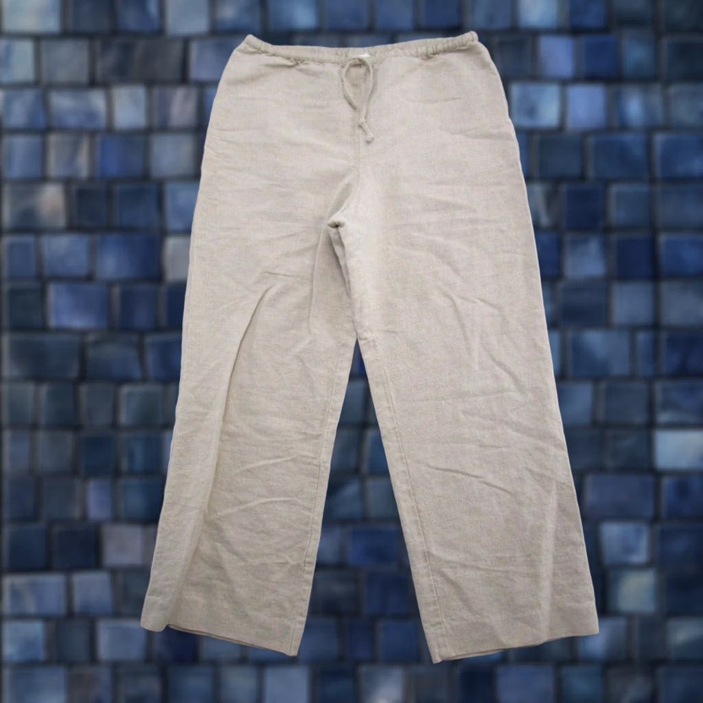 Liz Claiborne Liz Claiborne Beige Linen Blend Elastic Waist Pants Women Size 8 Wide-Leg Casual Travel Chino Size 30" / US 8 / IT 44 - 1 Thumbnail