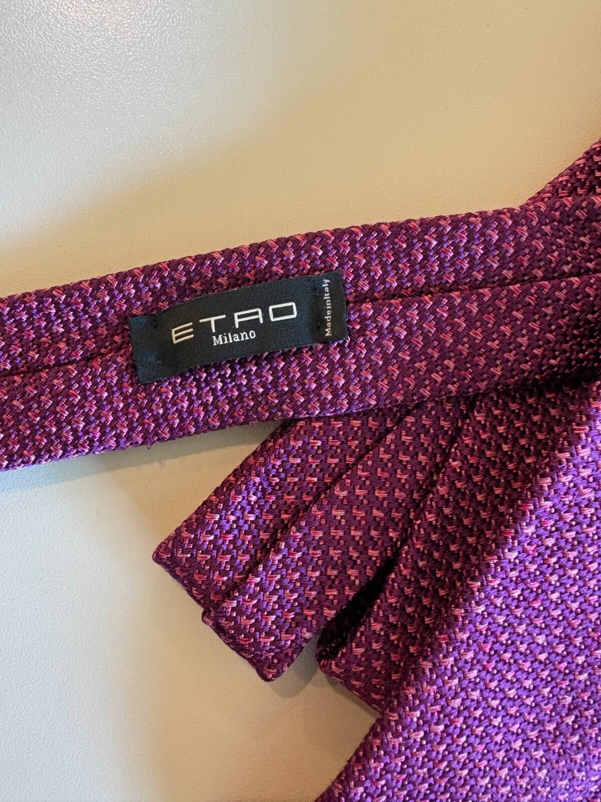Etro Etro Milano Silk Tie Purple Textured Woven Made in Italy Size ONE SIZE - 3 Thumbnail