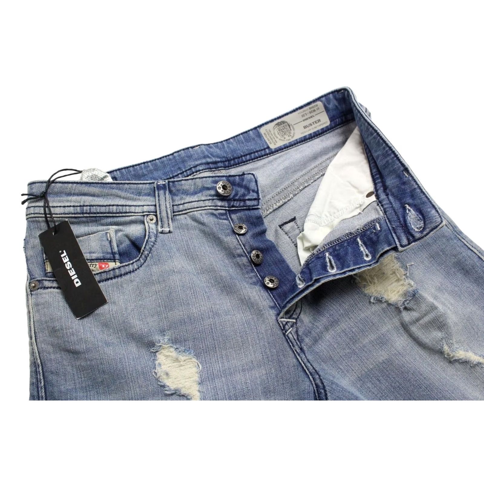 Diesel DIESEL Buster Slim Stretch Jeans Men's W28/L32 Distressed Blue R25H8 Size US 28 / EU 44 - 4 Thumbnail