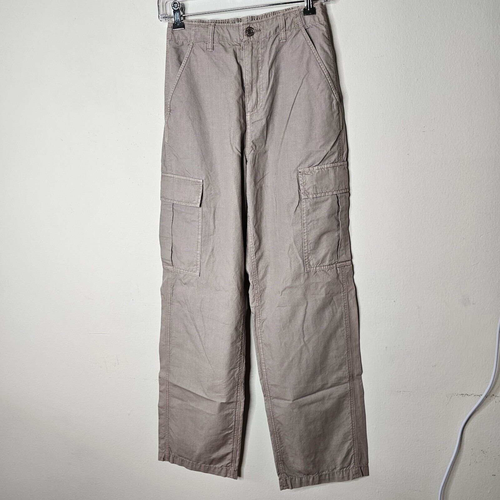 Garage Garage Taupe Khaki Wide Leg Pants Elastic Waist Cargo Zip XS Size 25" / US 0 / IT 36 - 5 Thumbnail
