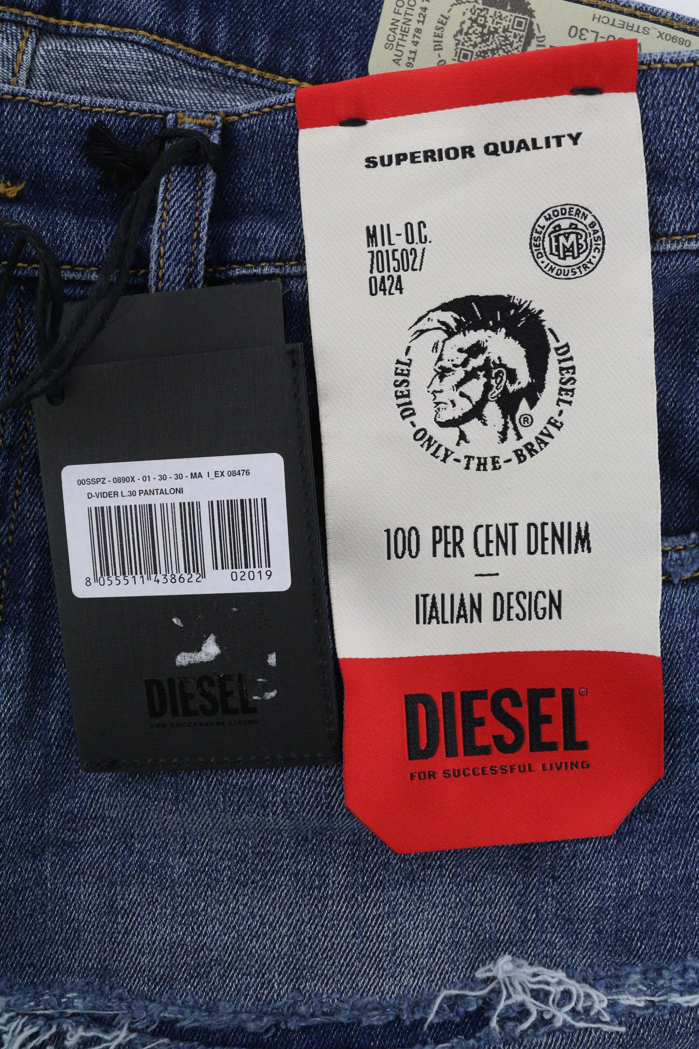 Diesel D-VIDER 0890X W30/L30 Carrot Stretch Blue 40437 Size US 30 / EU 46 - 9 Thumbnail