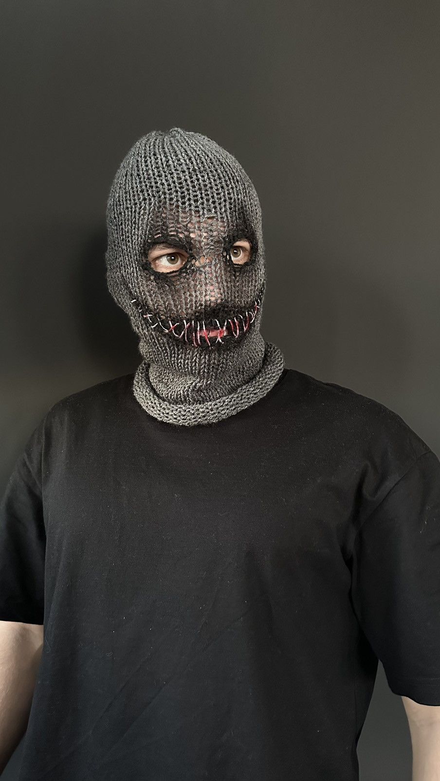Other Scary balaclava mask . Ski mask . Full face mask gray black Size ONE SIZE - 2 Thumbnail