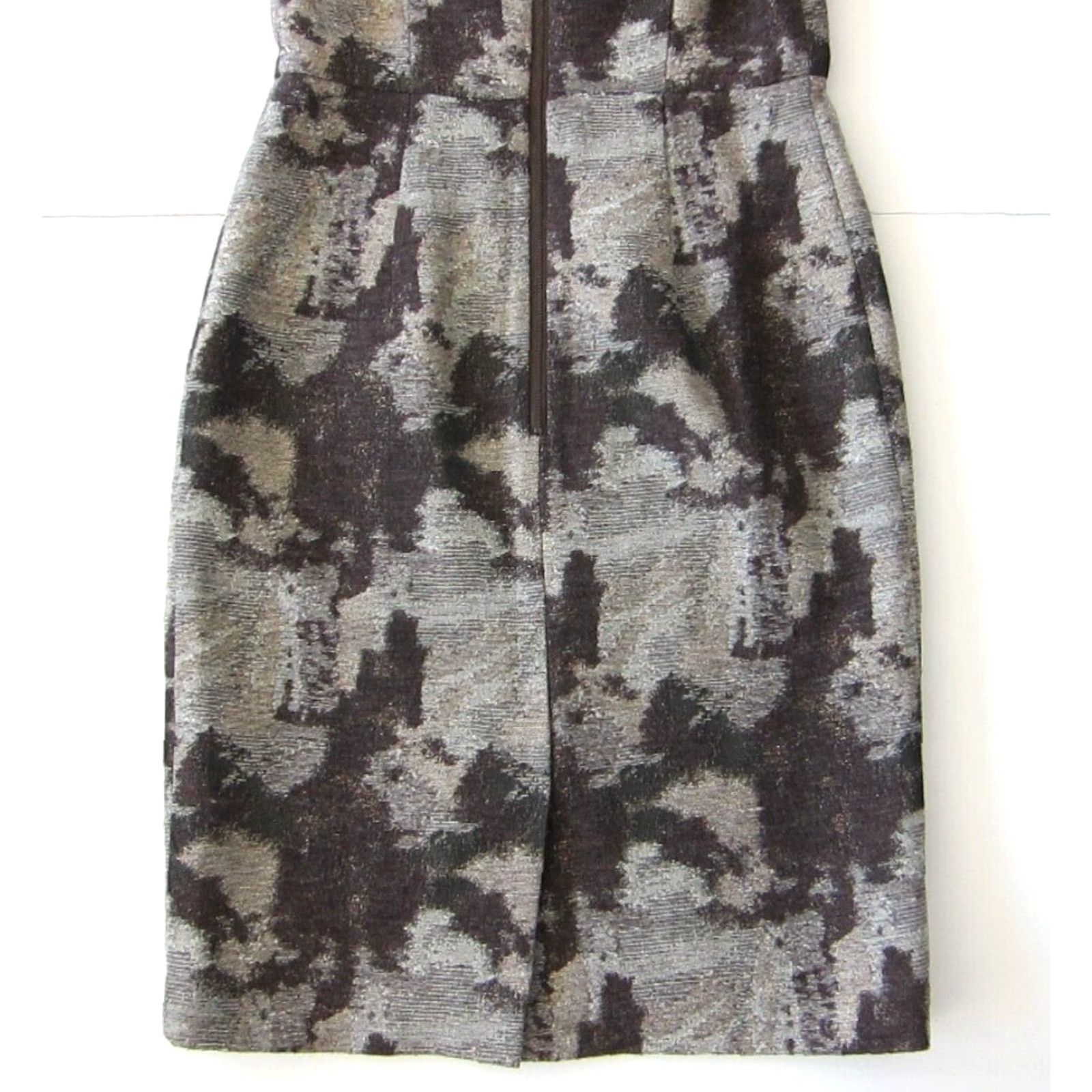 Banana Republic Banana Republic Brown Grey Metallic Gold Camo Sleeveless Empire Sheath Dress 2 Size XS / US 0-2 / IT 36-38 - 7 Thumbnail
