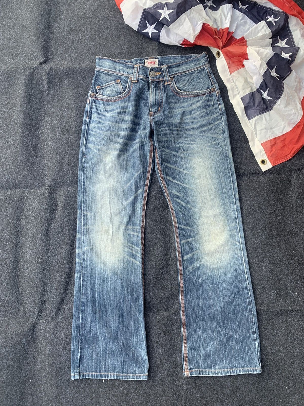Edwin Y2K Edwin Denim Bootcut/Flare Jeans with Orange Stitching. Size US 30 / EU 46 - 2 Thumbnail