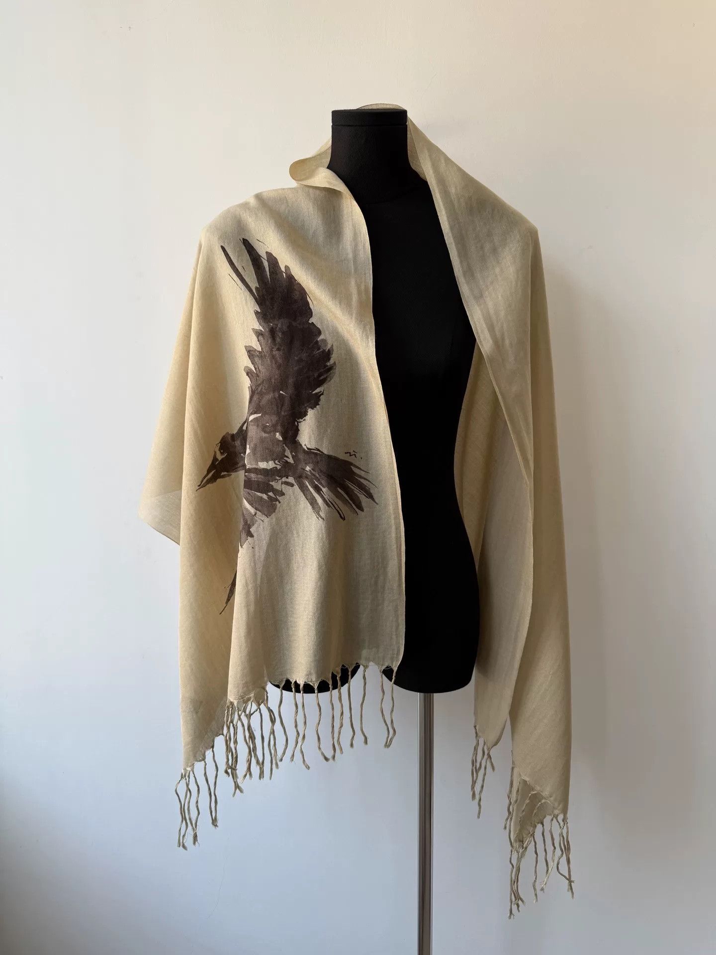 Y's black crow ink scarf from yohji yamamoto Size ONE SIZE - 1 Thumbnail