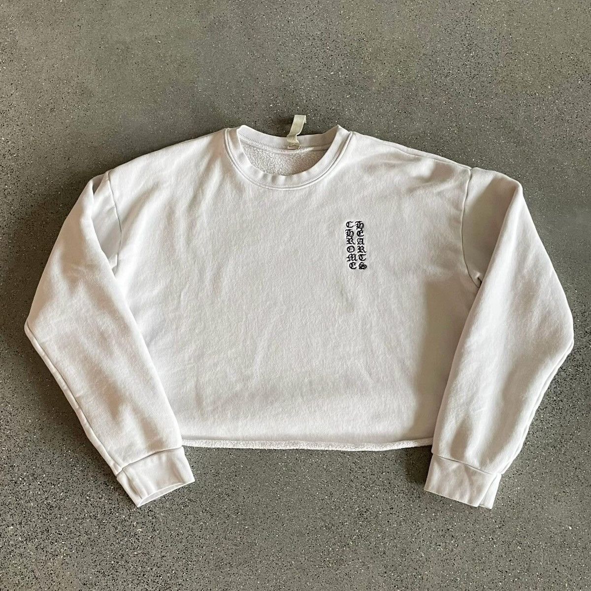 image of Chrome Hearts Fuck You Cropped Crewneck S in White, Women's (Size Small)