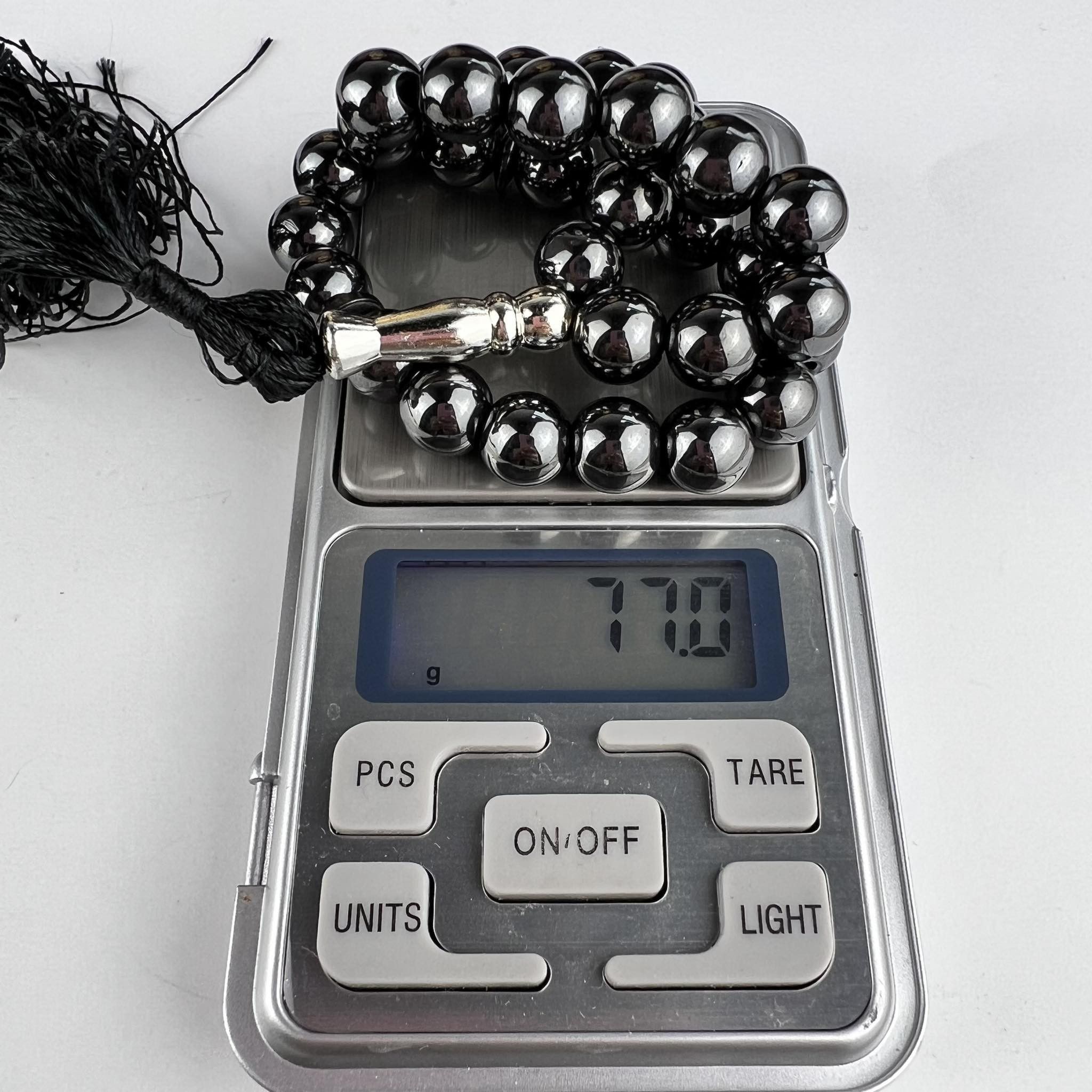 Vintage Misbaha Islamic Worry Prayer 33 Beads Natural Hematite Size ONE SIZE - 2 Thumbnail