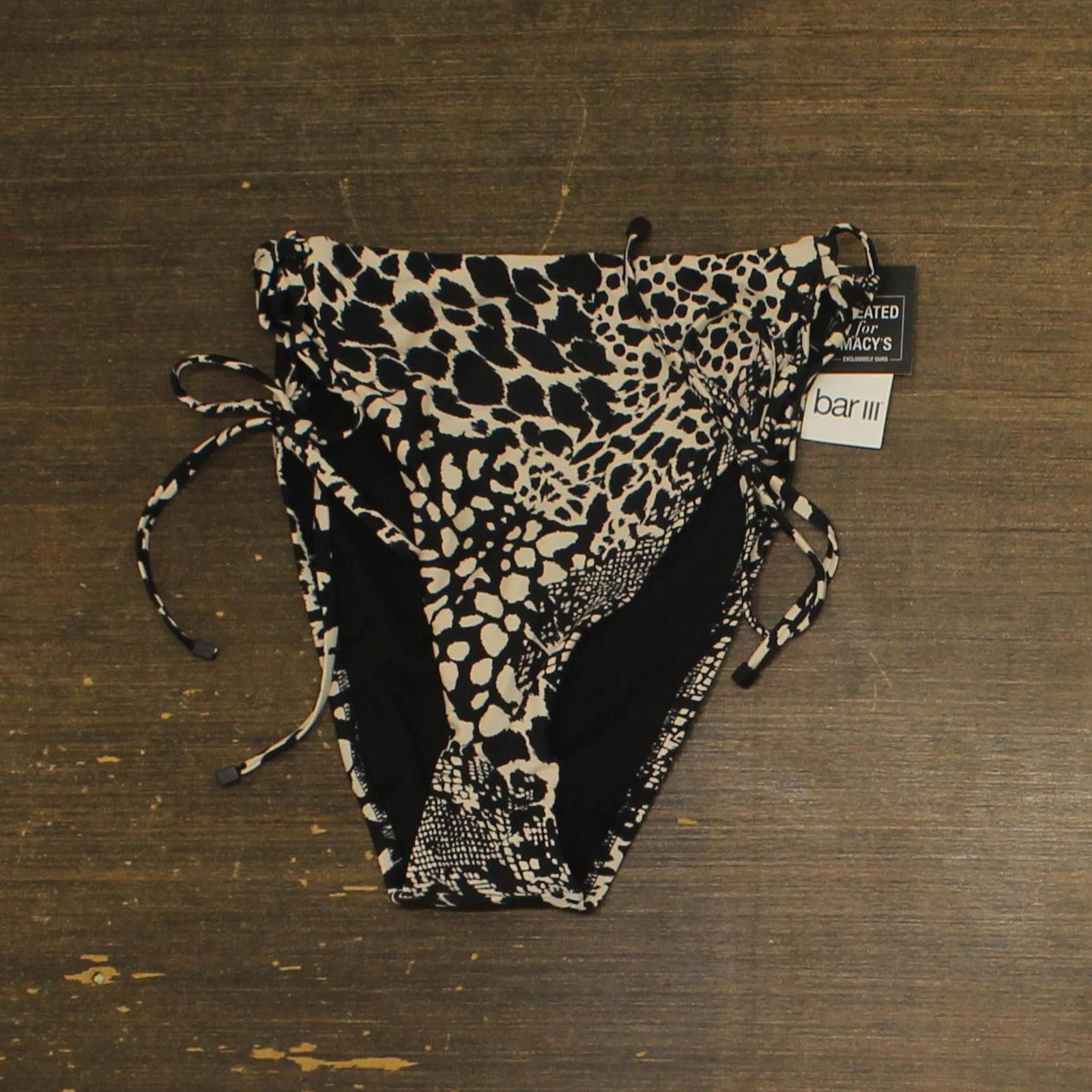 Bar III Nwt Bar Iii Side Tie Bikini Swim Bottom Black Multi Xs Size ONE SIZE - 1 Thumbnail