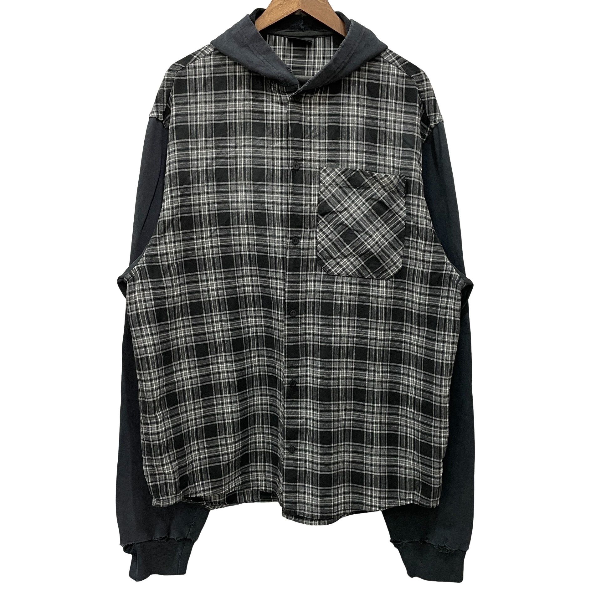 Balenciaga Balenciaga Layered Plaid Hooded Shirt XS Size US XS / EU 42 / 0 - 1 Thumbnail