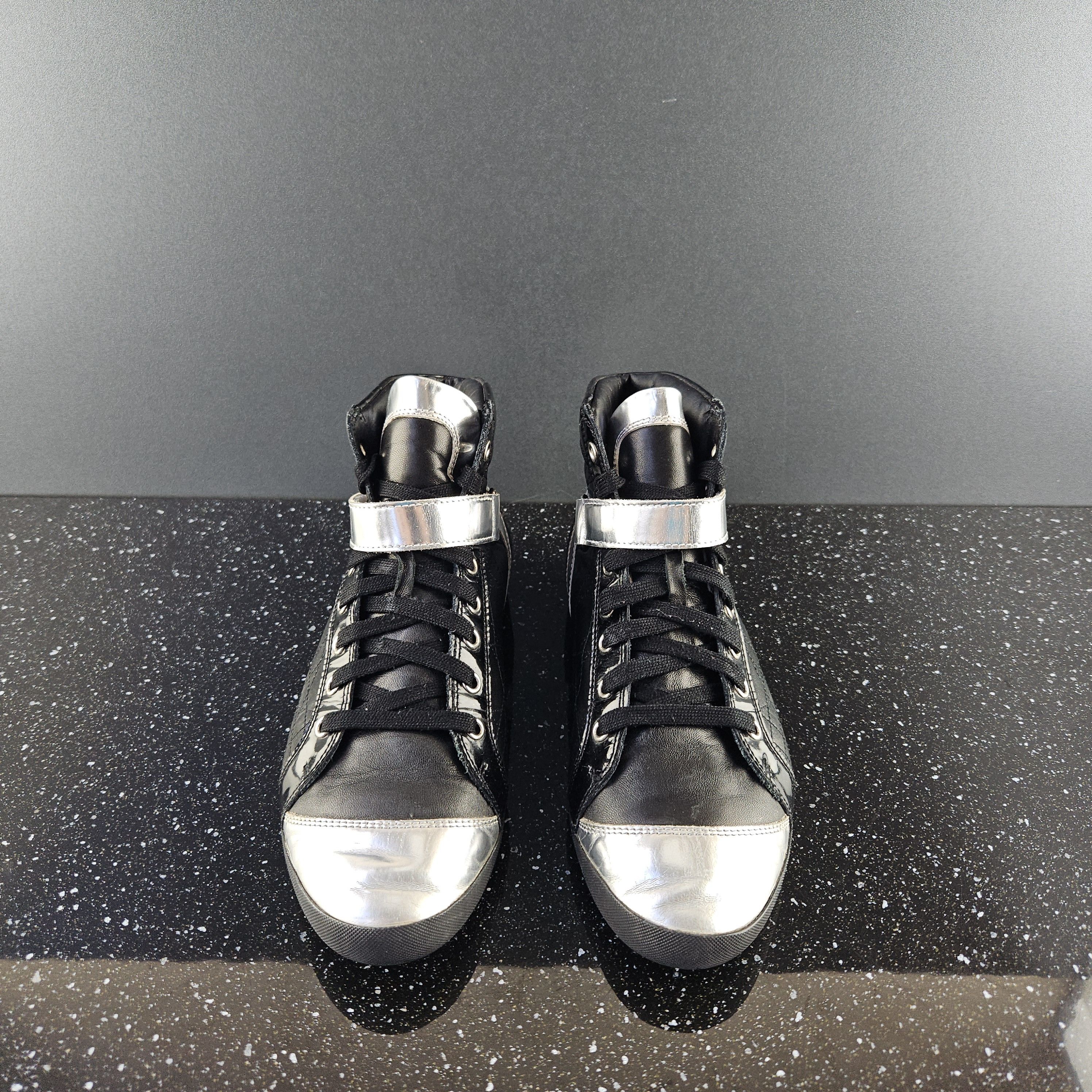 Christian Dior Monsieur Dior black/silver leather hi top sneakers sz 39 Size US 8 / IT 38 - 3 Thumbnail