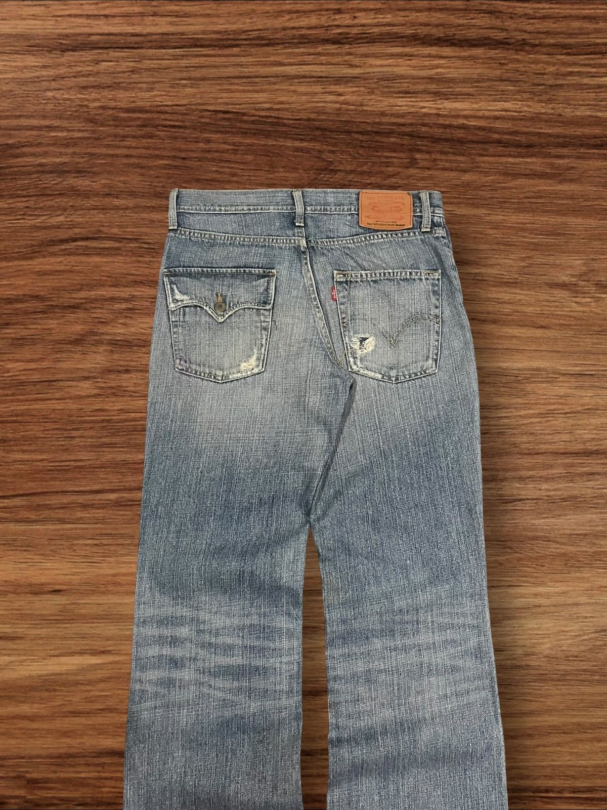 Levi's Vintage Y2K Levi’s Blue Washed Distressed Flare Jeans Size US 31 - 6 Thumbnail