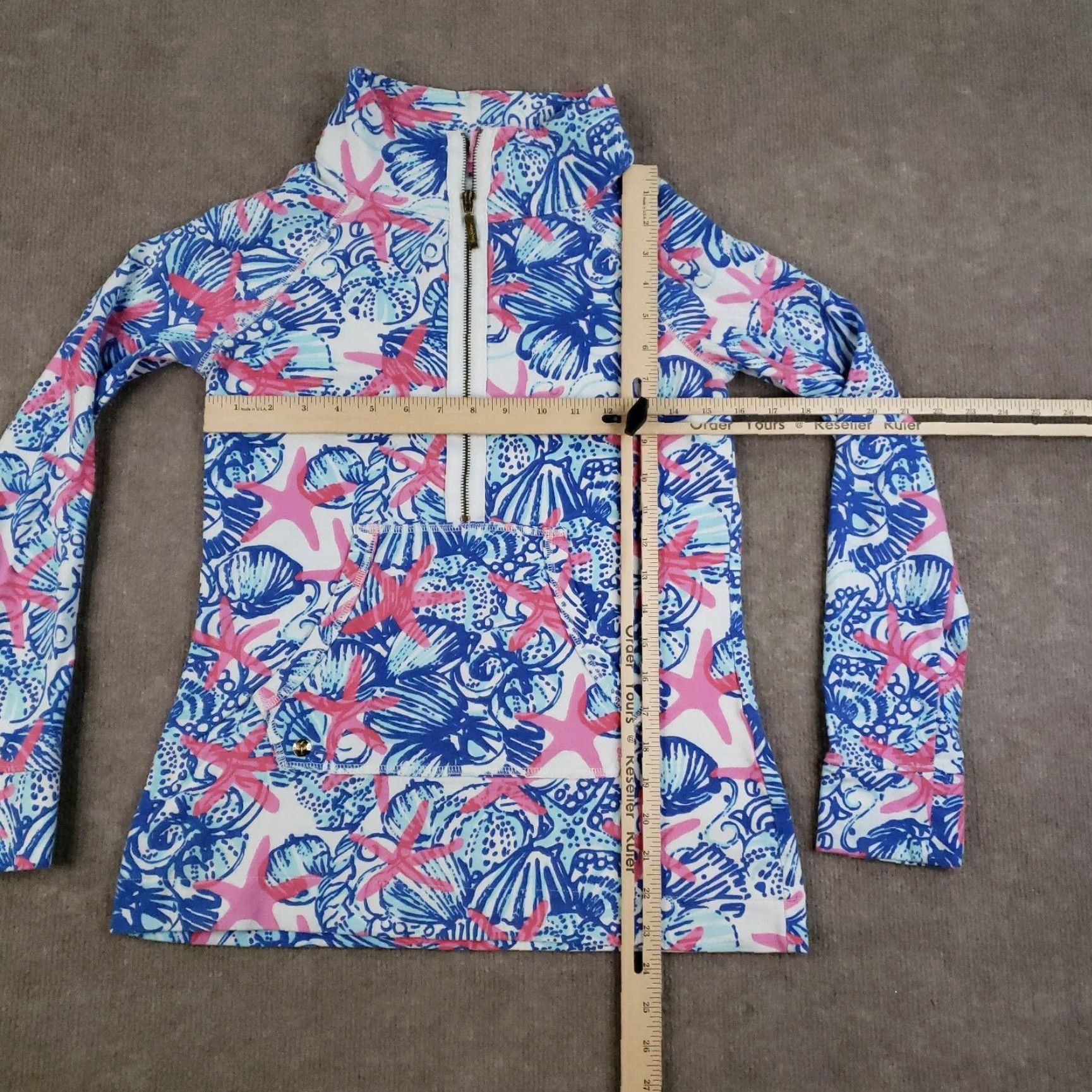 Lilly Pulitzer Lilly Pulitzer Sweatshirt Womens XS Blue Geometric Pullover Half Zip Long Sleeve Size XS / US 0-2 / IT 36-38 - 2 Thumbnail