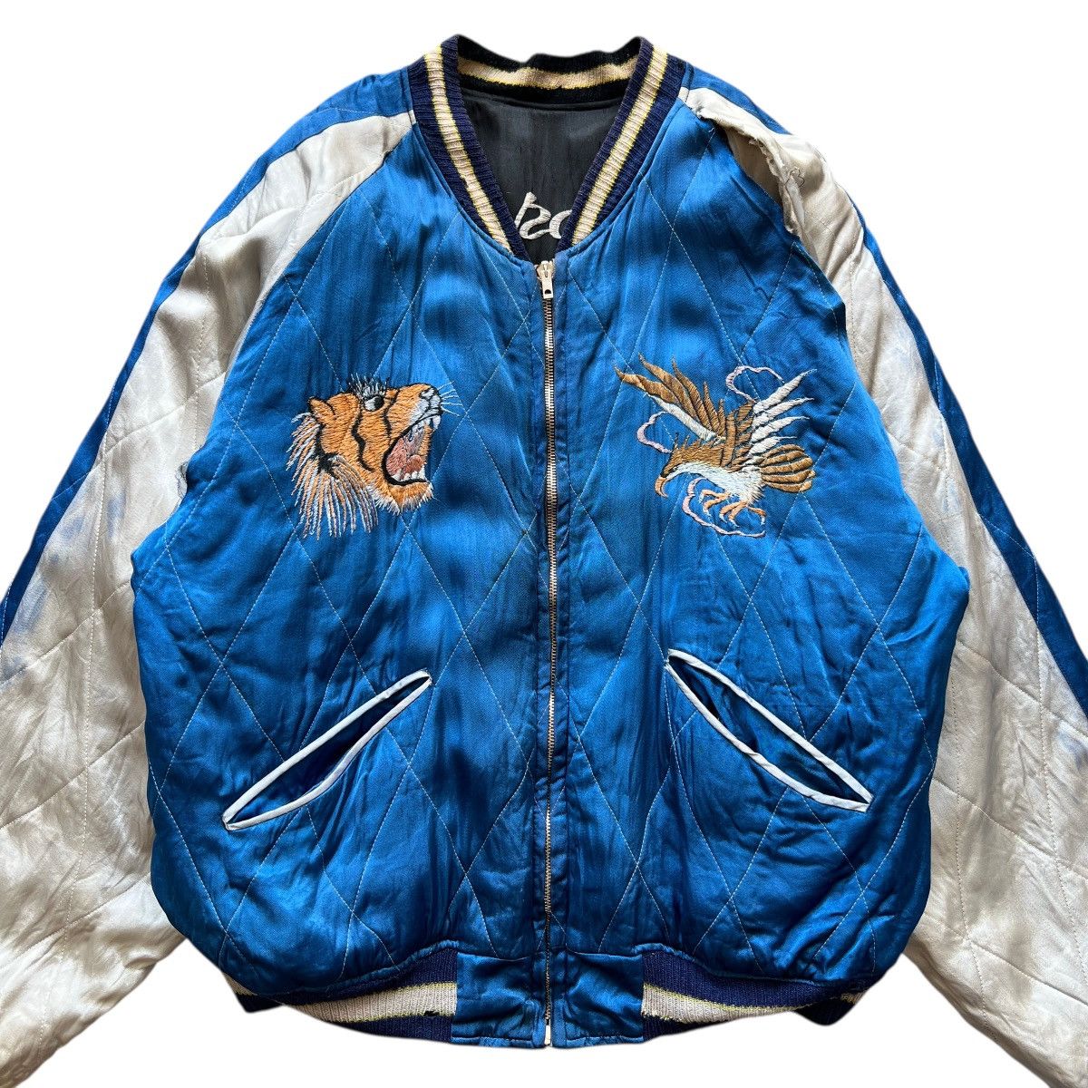 Vintage 🔥 50s WWII SUKAJAN SOUVENIR ANIMAL MOTIVE BOMBER JACKET Size US L / EU 52-54 / 3 - 5 Thumbnail