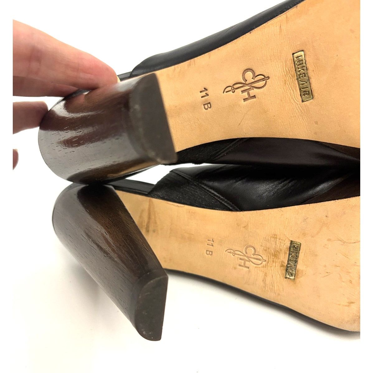 Cole Haan Size 11| COLE HAAN Black Leather Nike Air Platform Clog Mule Size US 11 / IT 41 - 4 Thumbnail