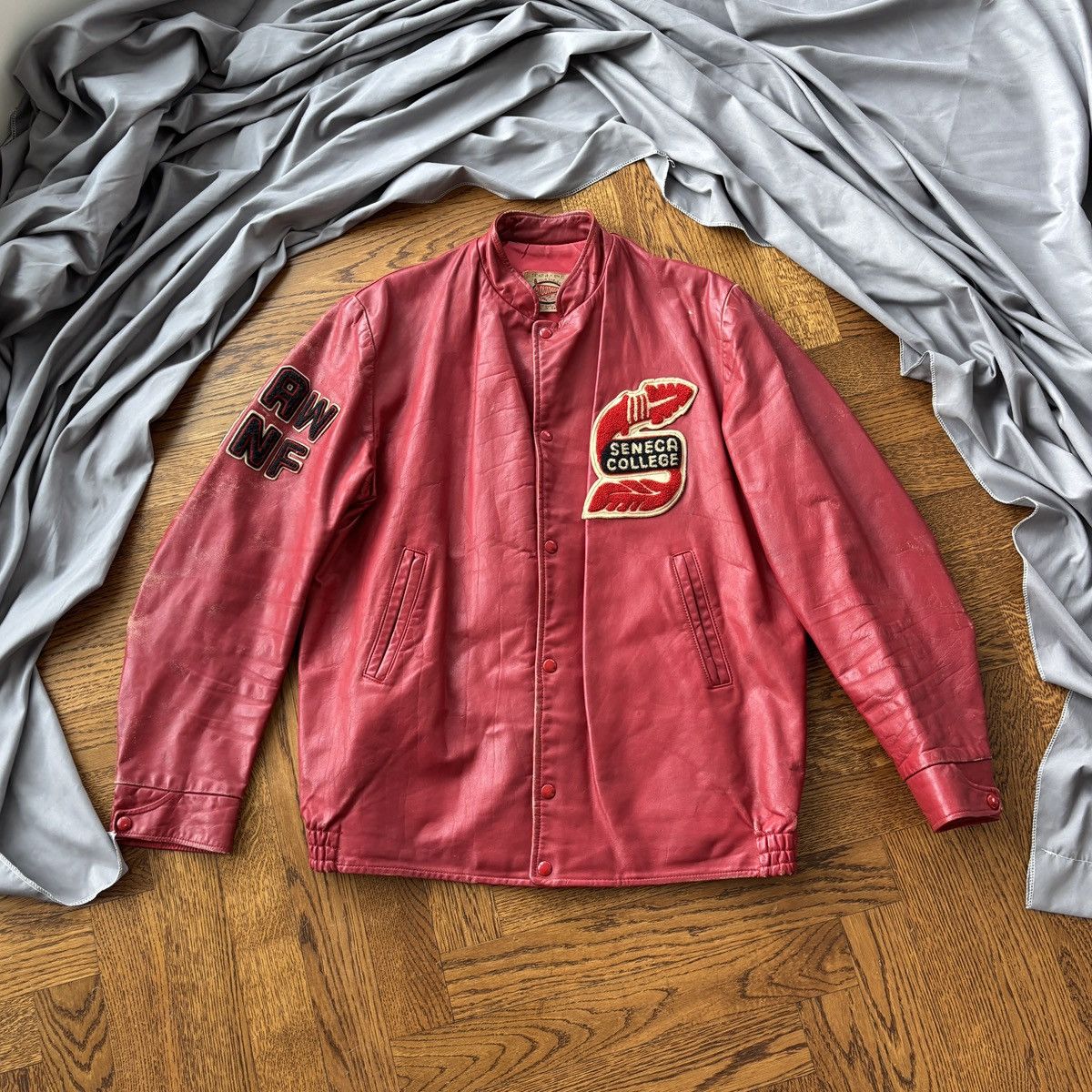 Vintage True Vintage Leather Jacket College Letterman 1960s 1970s Size US L / EU 52-54 / 3 - 12 Thumbnail