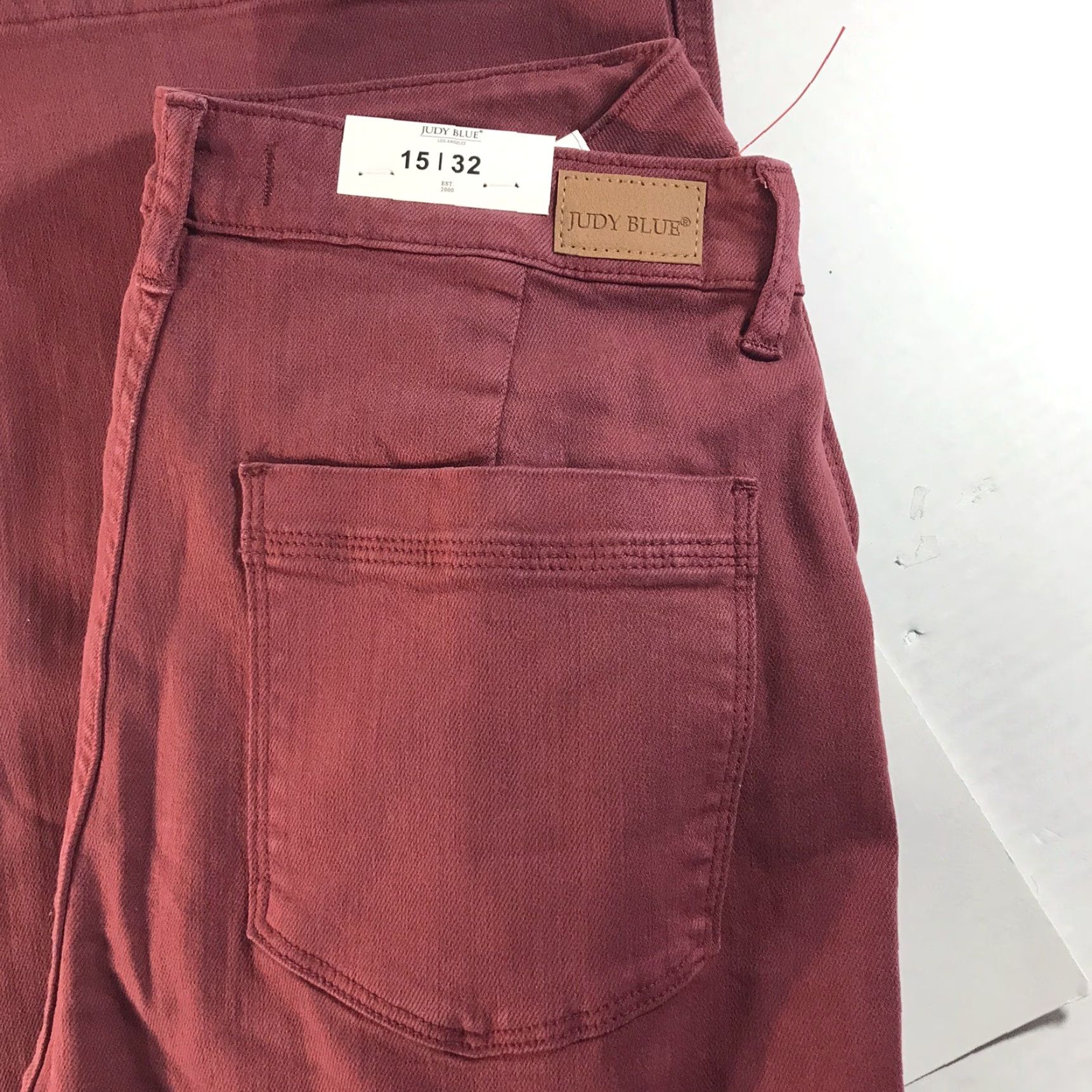 Vintage VINTAGE Judy Blue Flared Jeans Womens Size 15/32 High Waist Burgundy Cotton Stretch Size 36" / US 14 / IT 50 - 6 Thumbnail