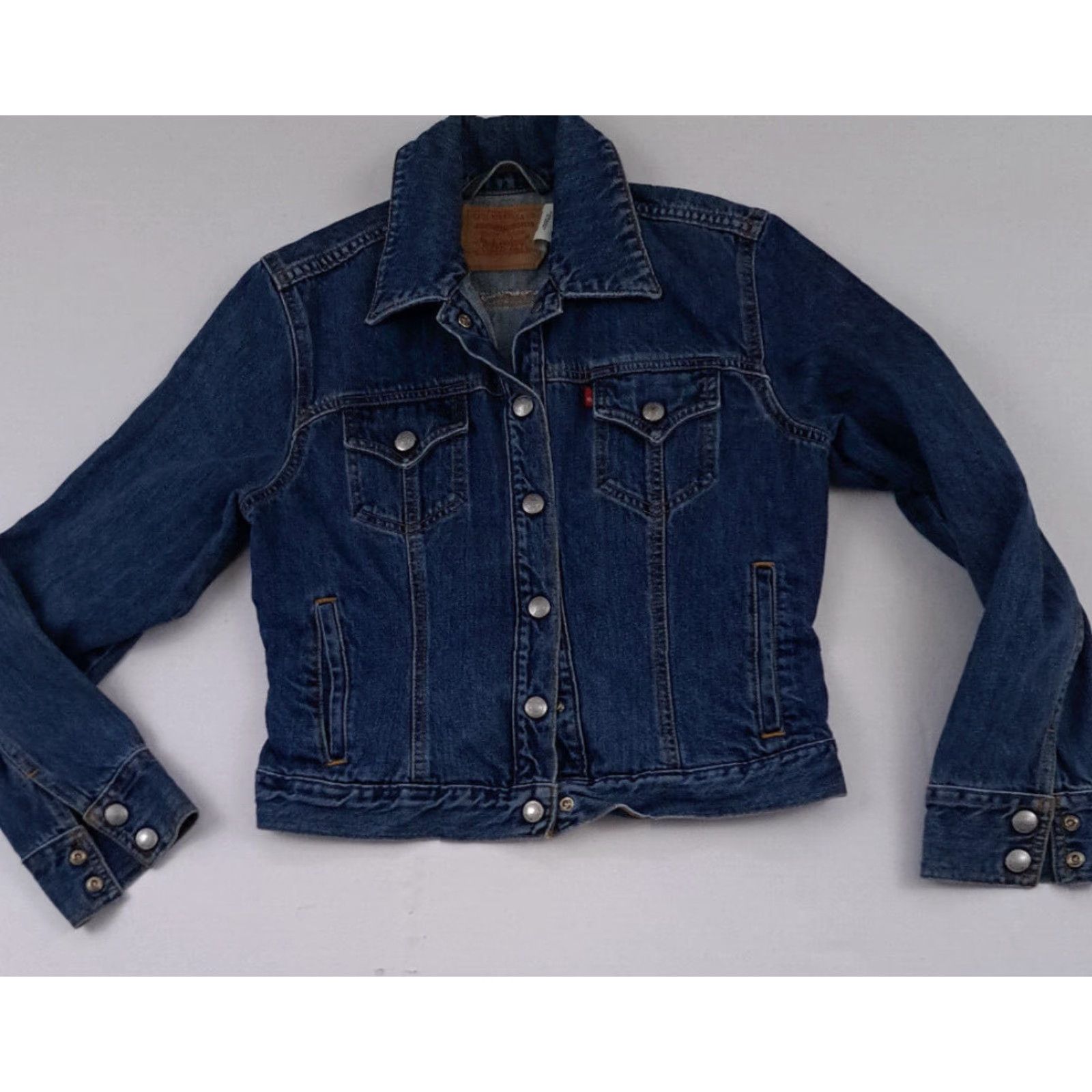 Levi's Levi's Miss-Woman Denim Bomber Jacket Blue 90s Solid Button Front Regular M Womens Size 32" / US 10 / IT 46 - 2 Thumbnail