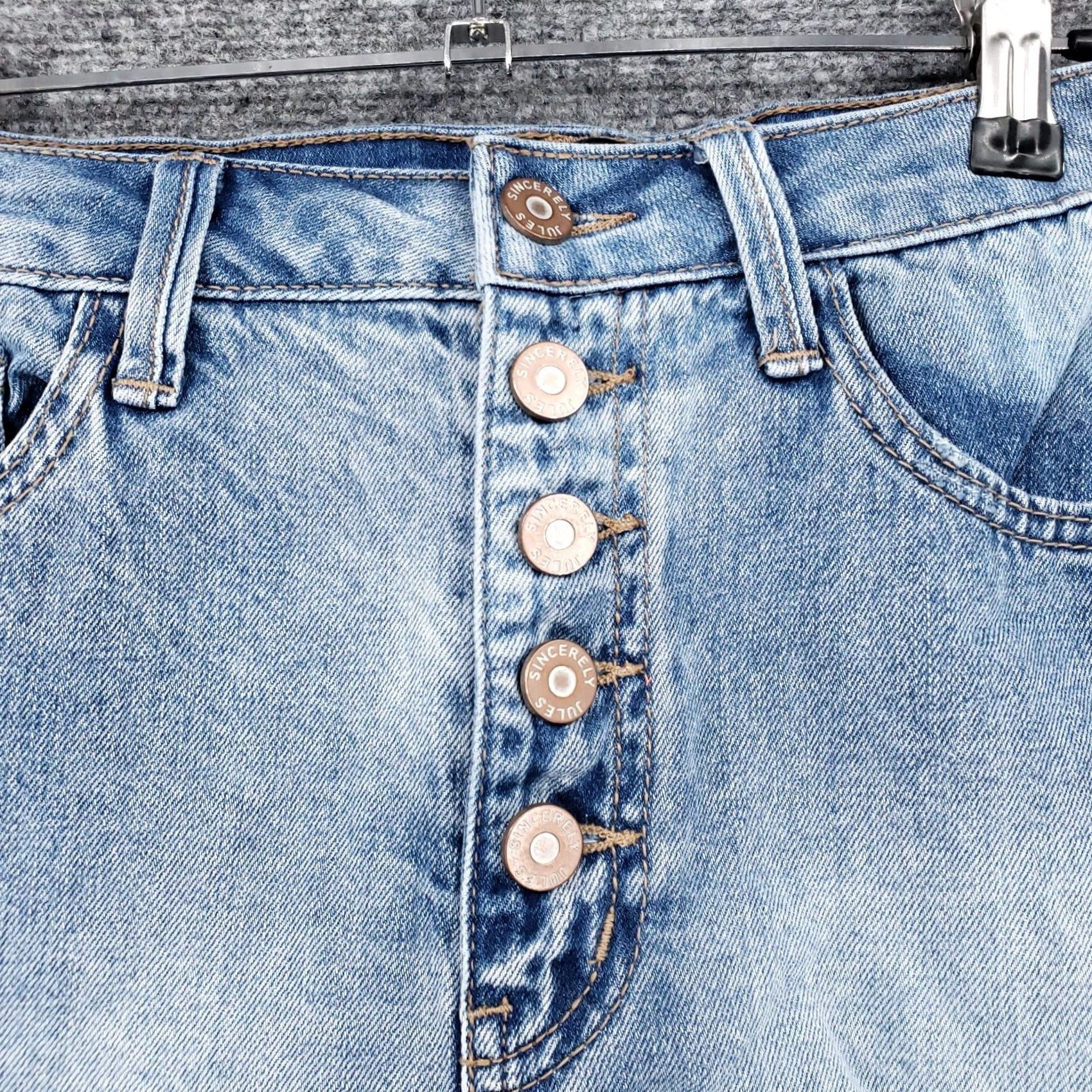 Vintage Sincerely Jules Shorts Womens 3/26 Denim Button Fly Hot Pants, Blue, Junior, 26in Waist, 3, Regular Fit Size 26" / US 2 / IT 38 - 3 Thumbnail