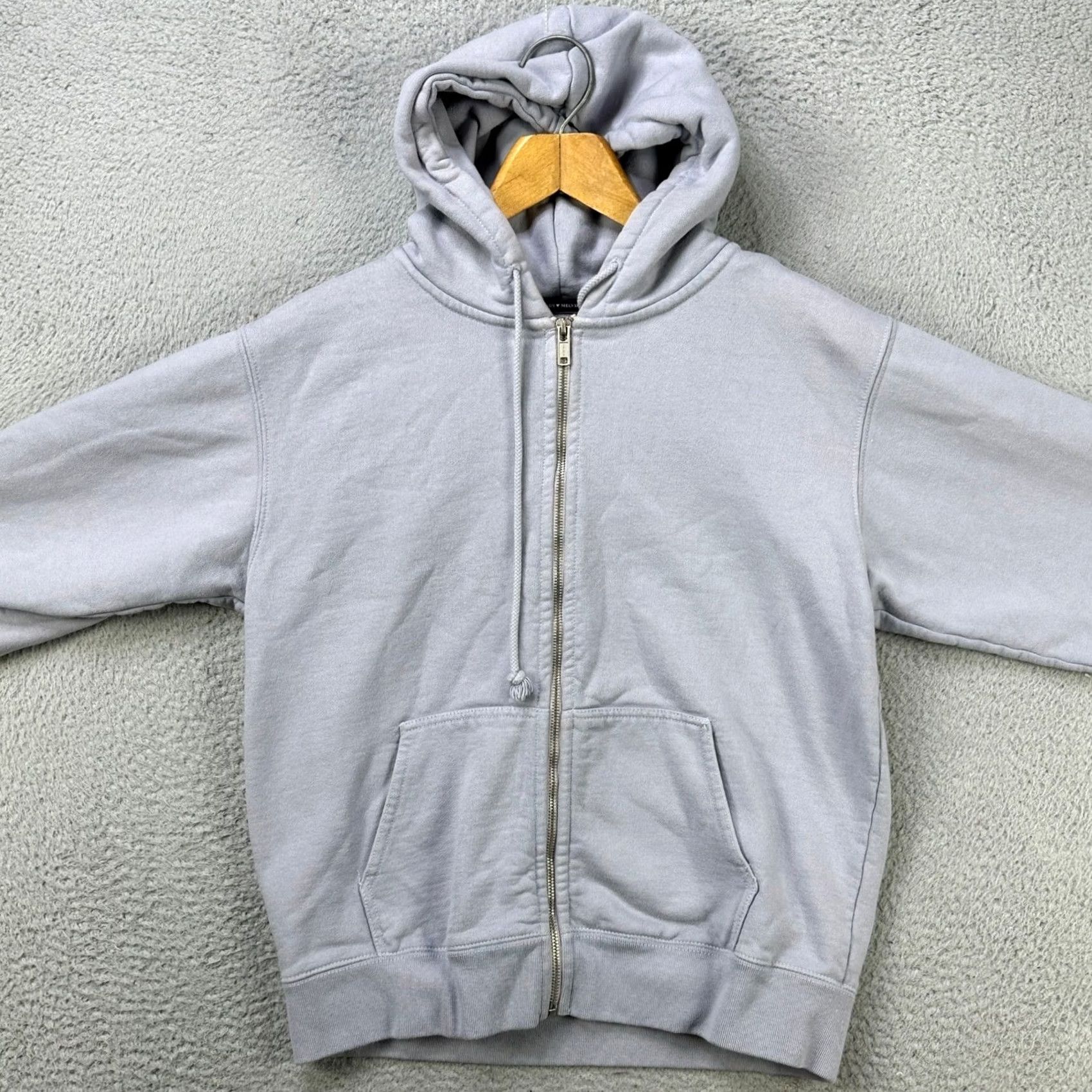 Brandy Melville VINTAGE Brandy Melville Jacket Hoodie Womens One Size Light Purple Full Zip Drawstring Size ONE SIZE - 2 Thumbnail