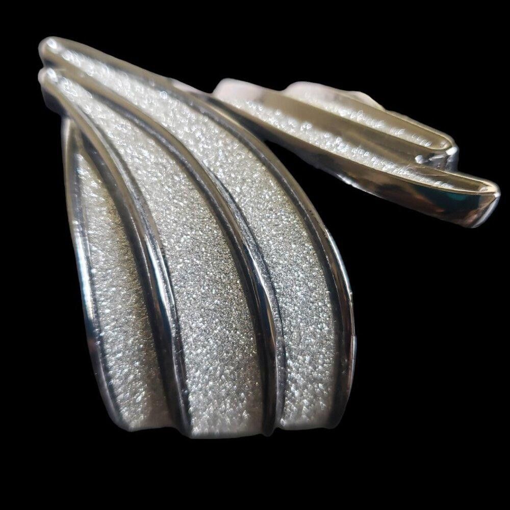 Designer Frosted Hinged Cuff Gunmetal Glitter Wings Size ONE SIZE - 3 Thumbnail