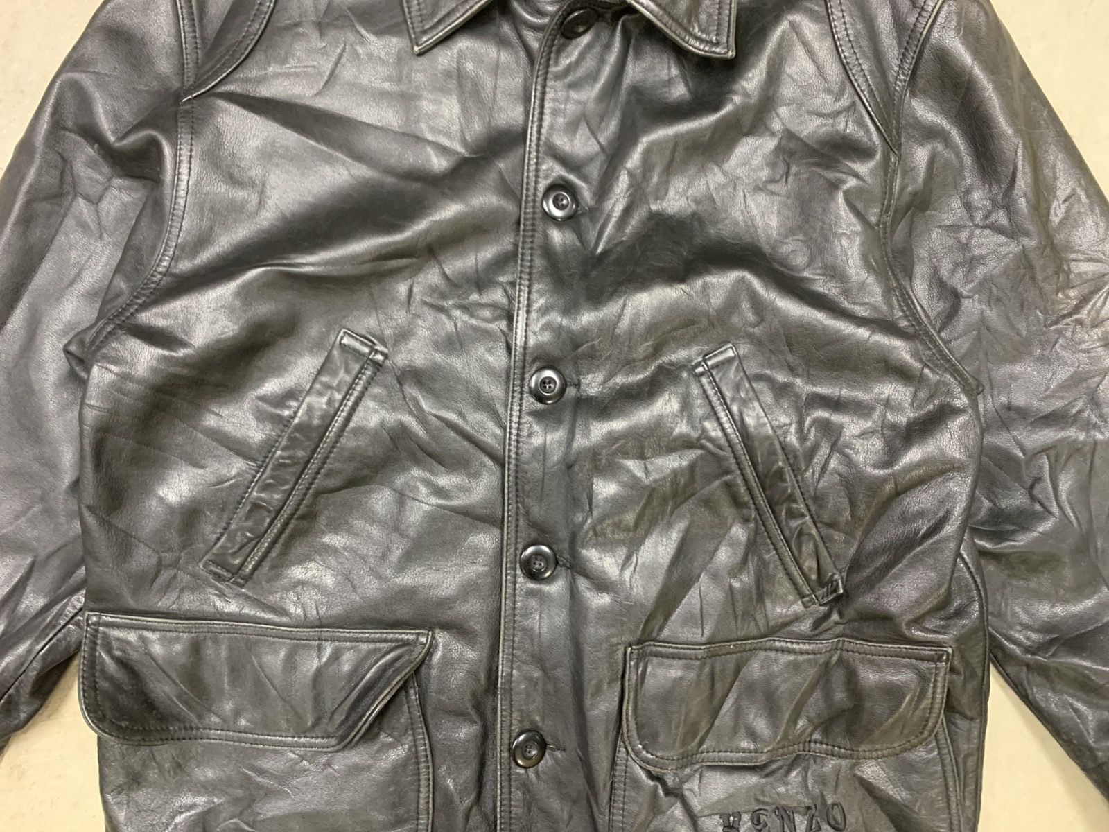 Kenzo Kenzo Jeans Vintage Distressed Leather Jacket Size US XL / EU 56 / 4 - 3 Thumbnail