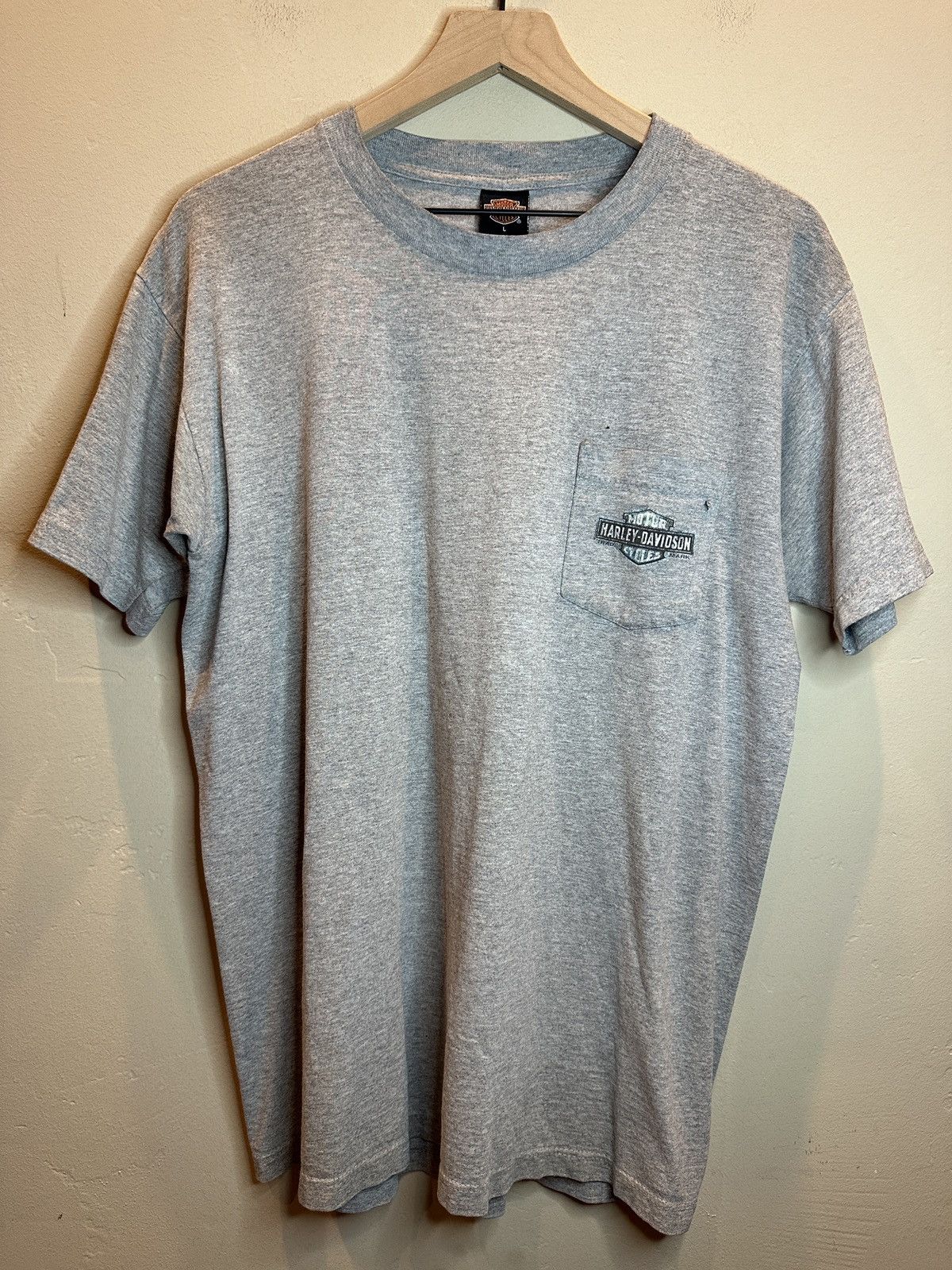 image of Vintage Harley Davidson Grand Junction Colorado Shirt in Grey, Men's (Size Large)