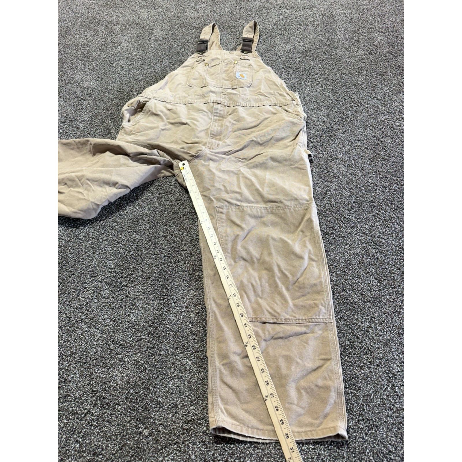 Carhartt VINTAGE Carhartt Overalls Bibs Mens 48 Duck Canvas Distress Faded Worn 48x30 Buckle 30in Inseam Logo Brown Cotton Workwear Casual Size US 32 / EU 48 - 6 Thumbnail