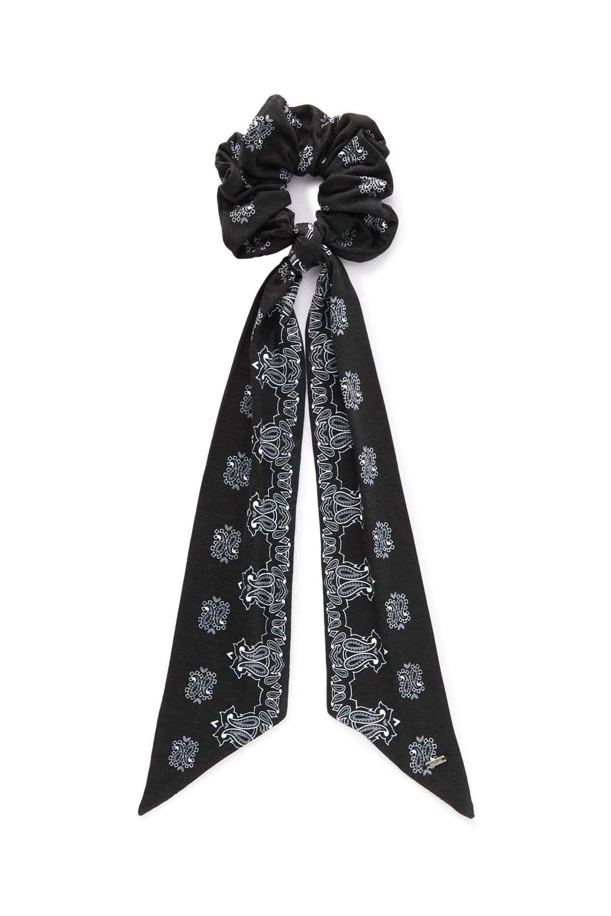 Saint Laurent Paris o1s1wg110824 Size: OS / Long Bandana Scrunchie Black/White Size ONE SIZE - 1 Thumbnail