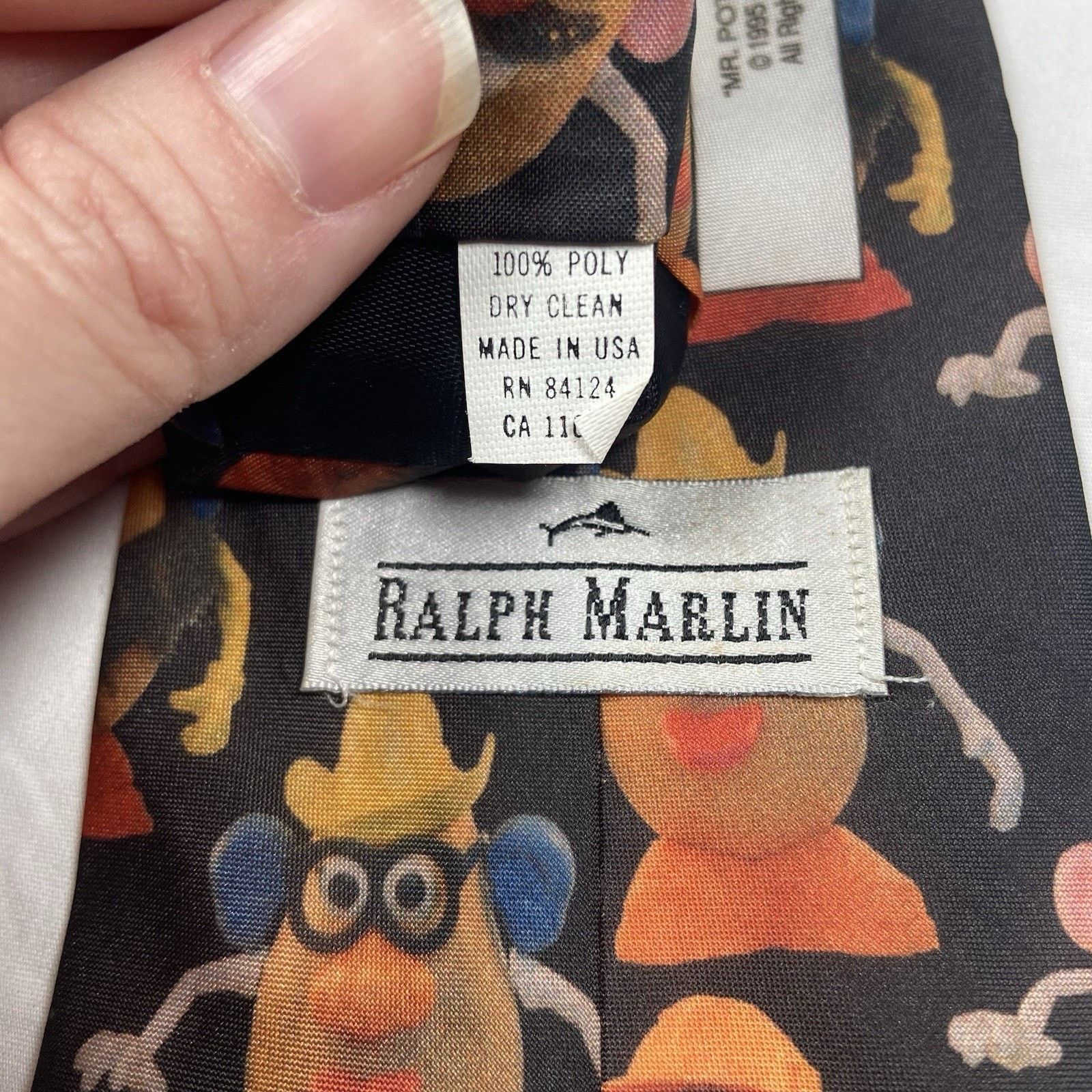 Ralph Marlin Mr Potato Head Tie Ralph Marlin 1995 Novelty 57” Long Size ONE SIZE - 2 Thumbnail