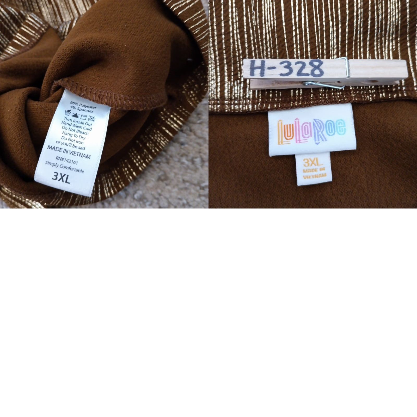 Vintage LuLaRoe Skirt 3XL Knee Length Unlined Pull On Brown Striped Metalic Polyester Spandex Women Casual Pencil Style Size 40" / US 18 - 8 Thumbnail
