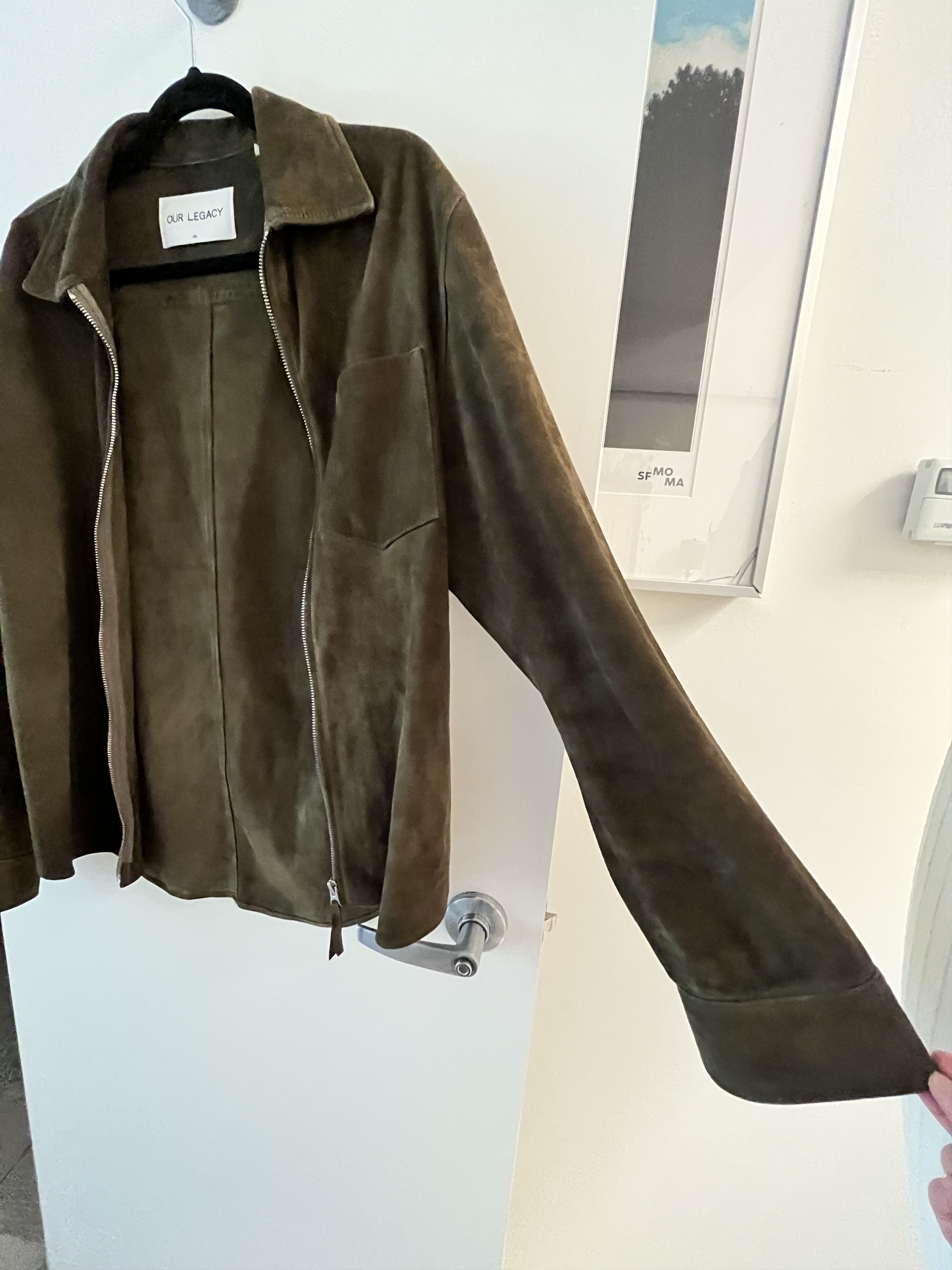 Our Legacy Our Legacy Olive Green Suede Zip Shirt Jacket Size 48 Size US M / EU 48-50 / 2 - 4 Thumbnail