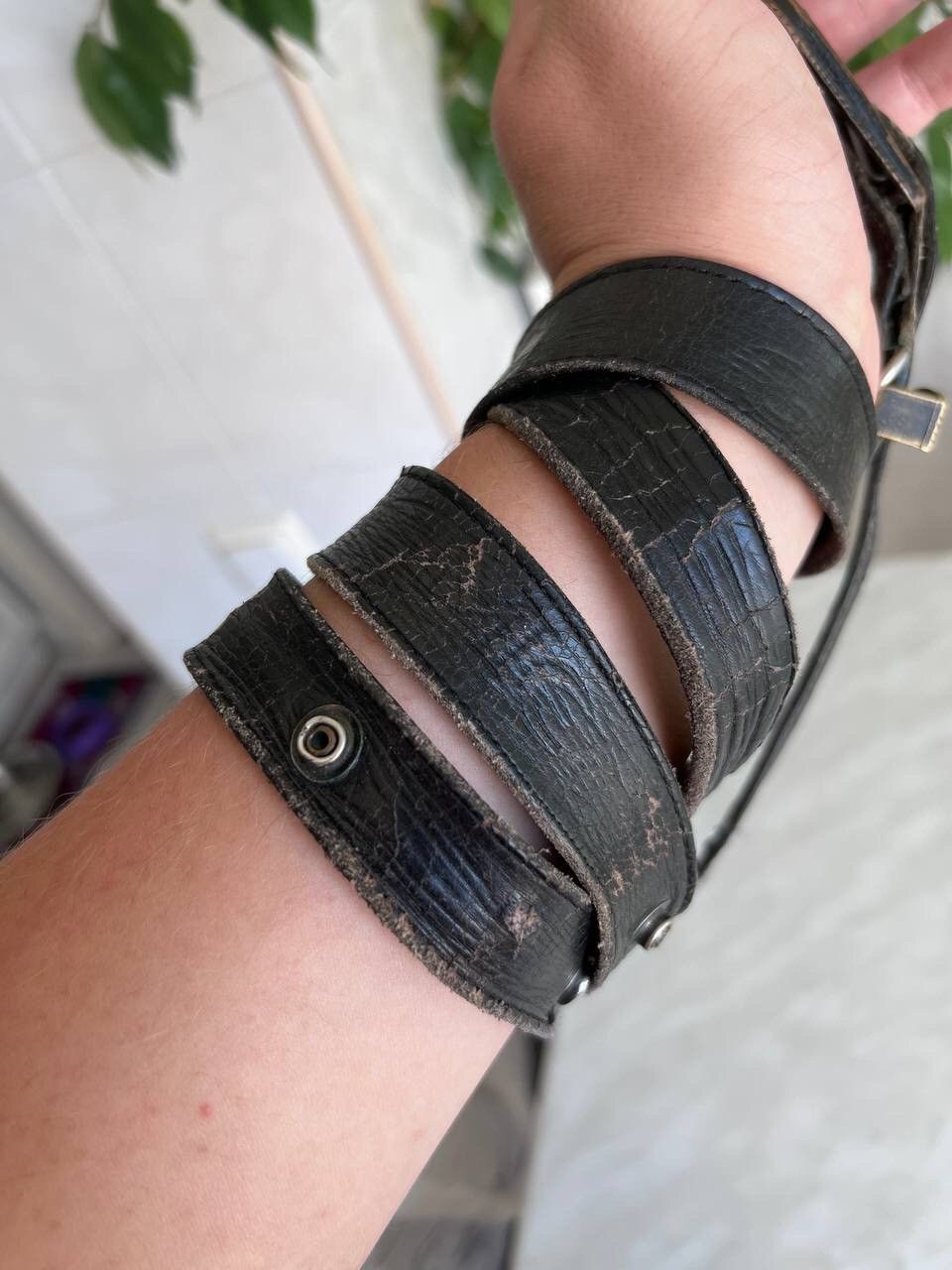 Vintage 90s Camel Vintage Leather Belt Y2K Avant-garde Belt USA Size ONE SIZE - 4 Thumbnail