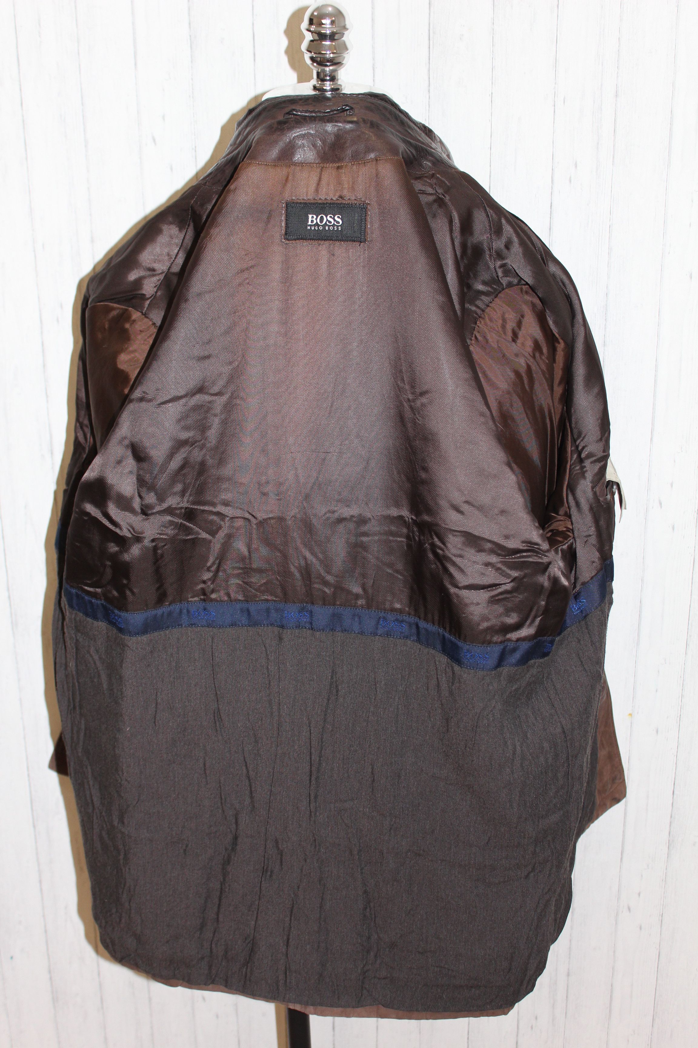 Hugo Boss Men's HUGO BOSS Brown Leather Jacket Coat Size L Size US L / EU 52-54 / 3 - 6 Thumbnail