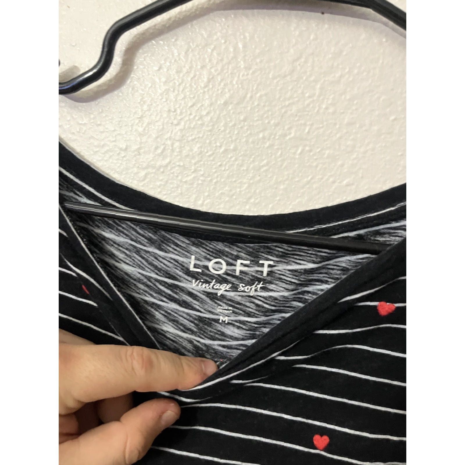 Loft VINTAGE Loft Women’s Long Sleeve Striped Pullover Blouse Size M Black Hearts Size M / US 6-8 / IT 42-44 - 2 Thumbnail