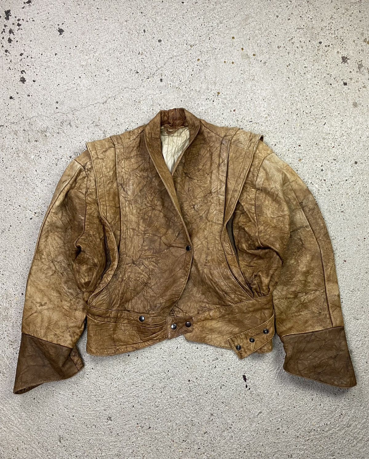Japanese Brand Japan style leather bomber jacket brown avant garde Size M / US 6-8 / IT 42-44 - 4 Thumbnail