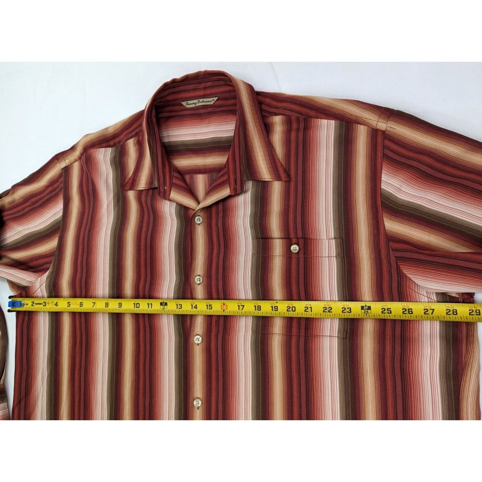 Tommy Bahama Tommy Bahama Shirt Striped Button-Up Men XXL Rust Orange Long Sleeve Silk Button-Down Size US XXL / EU 58 / 5 - 6 Thumbnail