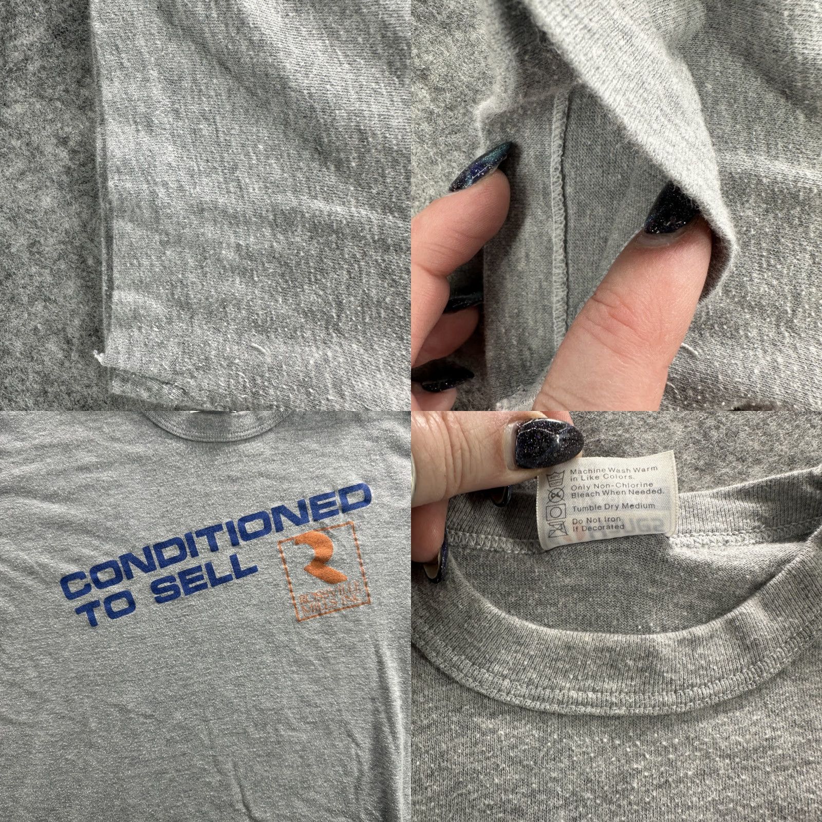 Hanes VINTAGE Roseville Mills Shirt Mens Medium Gray Conditioned To Sell Promo Tee 80s Size US M / EU 48-50 / 2 - 8 Thumbnail