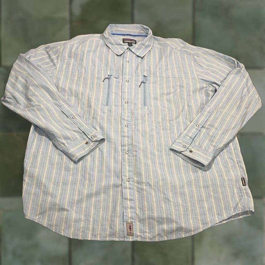 Patagonia Patagonia Shirt Mens Congo Town Pucker shirt Vented Nylon Polyester Blue Sz XL Button-Down Mens Size US XL / EU 56 / 4 - 1 Thumbnail