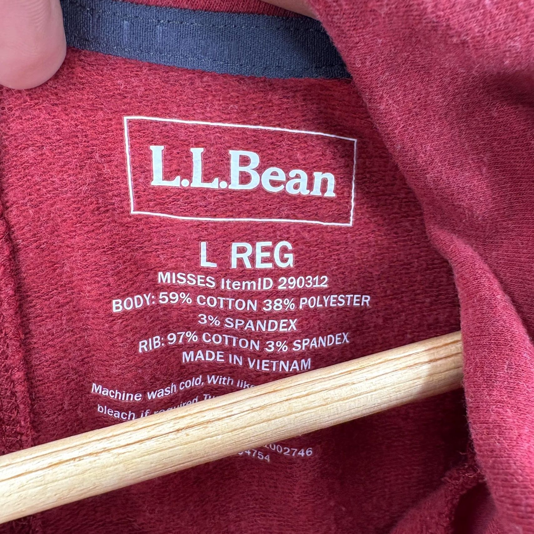 Vintage L.L.Bean Cozy Pullover Womens Large Red Cowl Neck Kangaroo Pocket Stretch Fleece Sweatshirt Size L / US 10 / IT 46 - 3 Thumbnail