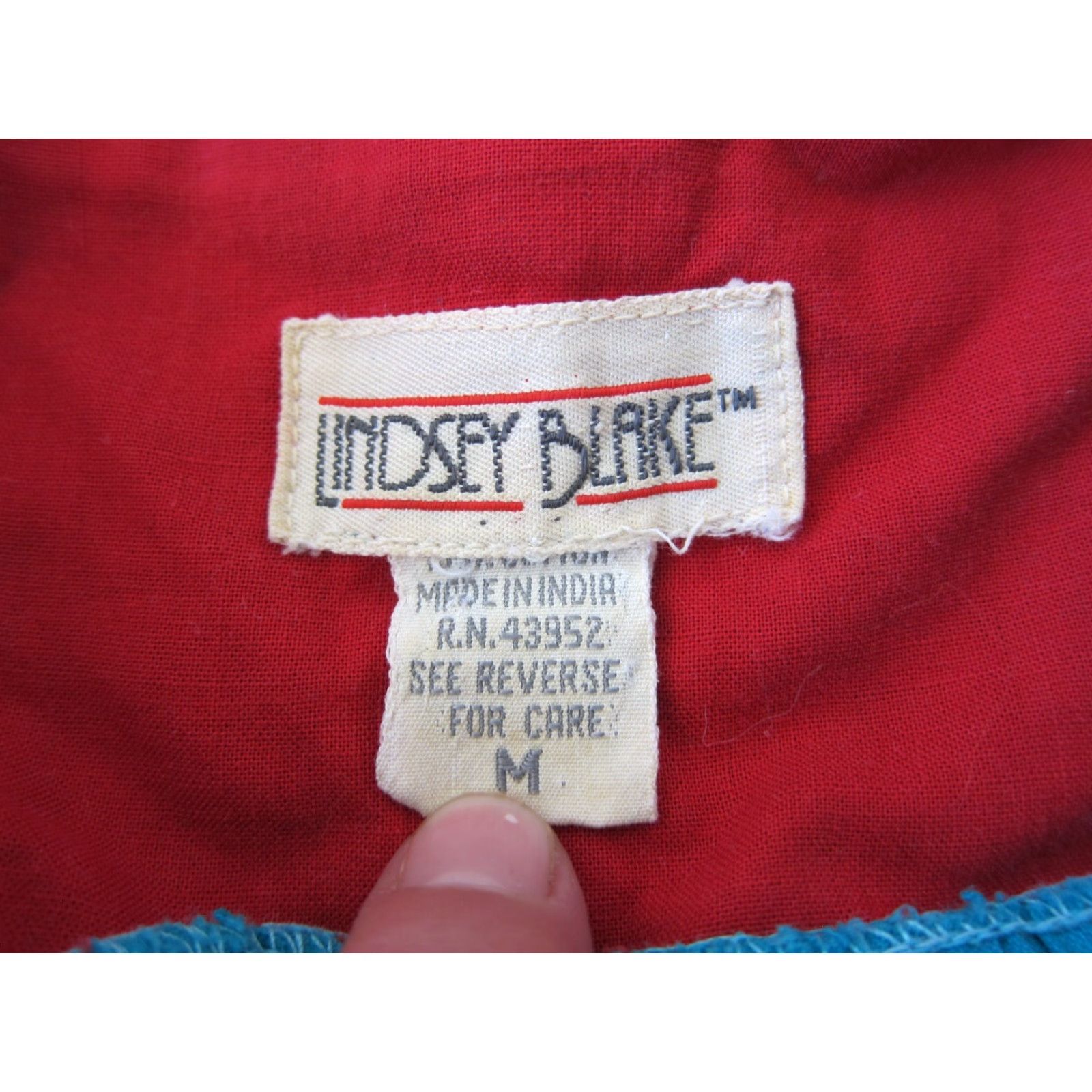 Vintage VINTAGE Lindsey Blake Cotton Blue Embroidered Floral Pocket Long Maxi Kaftan Dress M Size M / US 6-8 / IT 42-44 - 4 Thumbnail