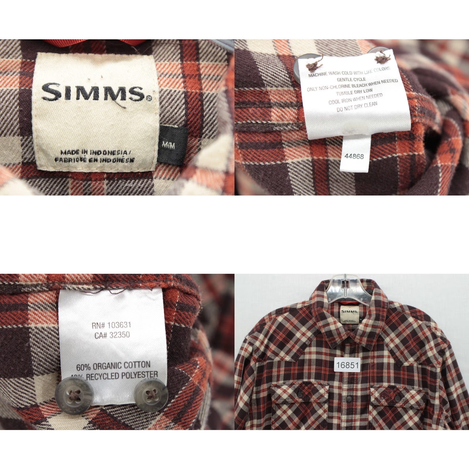 Vintage Simms Flannel Shirt Mens M Brown Plaid Button-Up Long Sleeve Contrasting Trim Size US M / EU 48-50 / 2 - 8 Thumbnail
