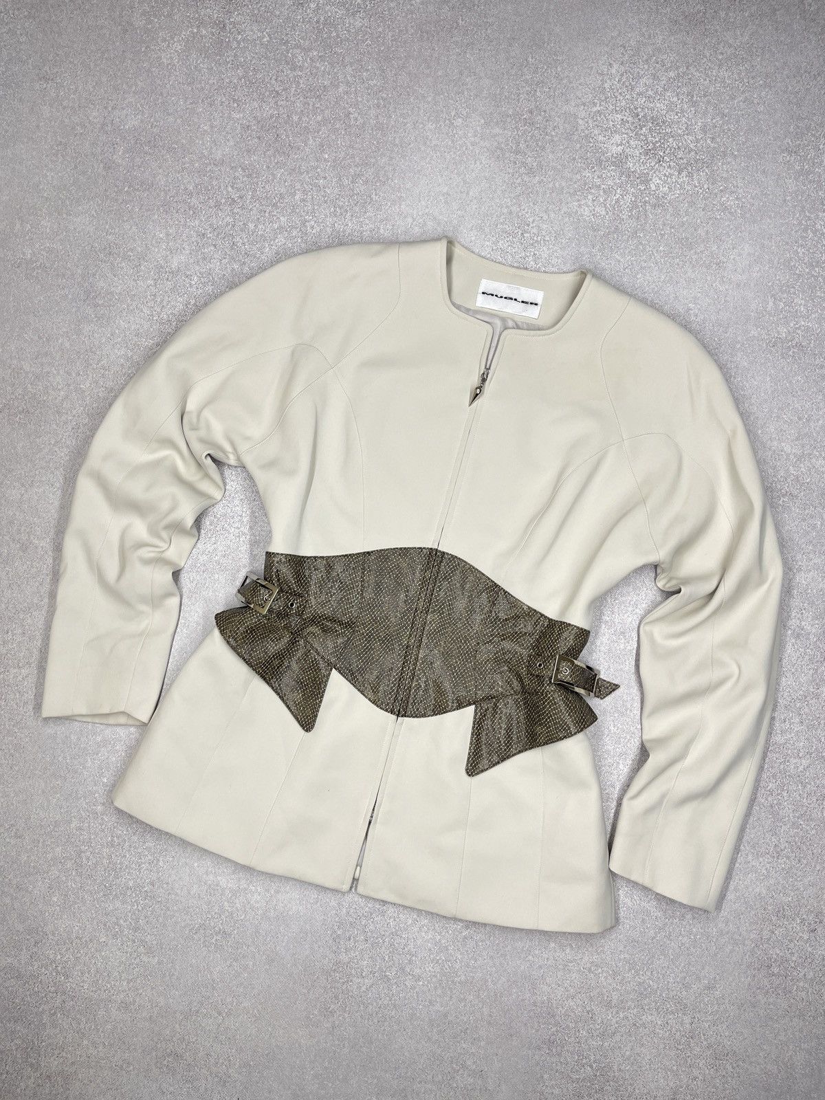 Vintage Thierry Mugler Blazer Beige Python Leather Archival
