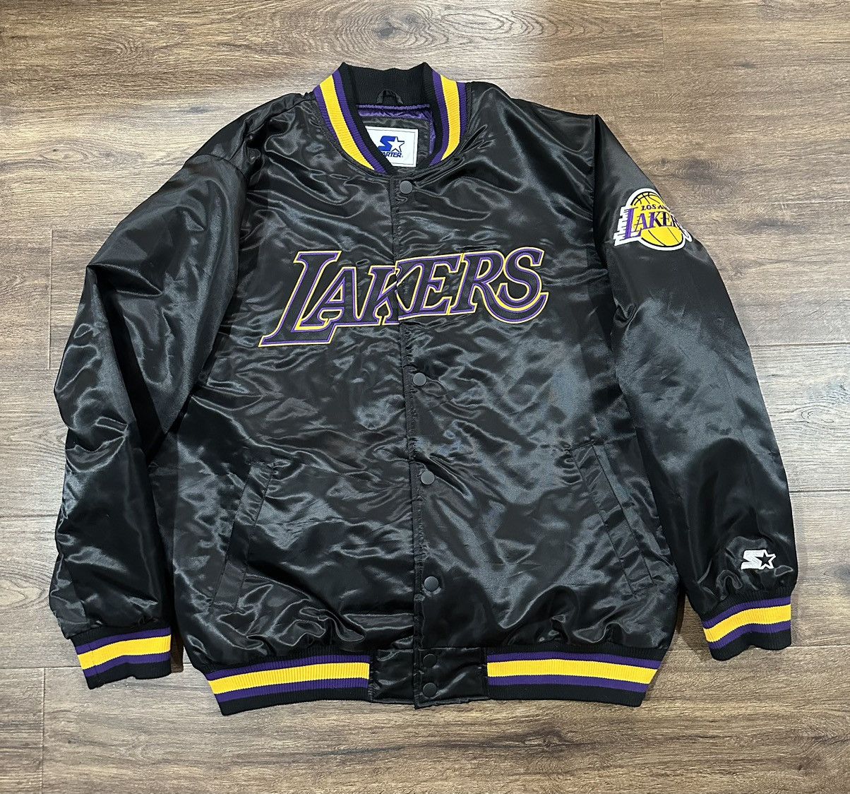 image of La Lakers Starter Jacket in Black, Men's (Size 2XL)