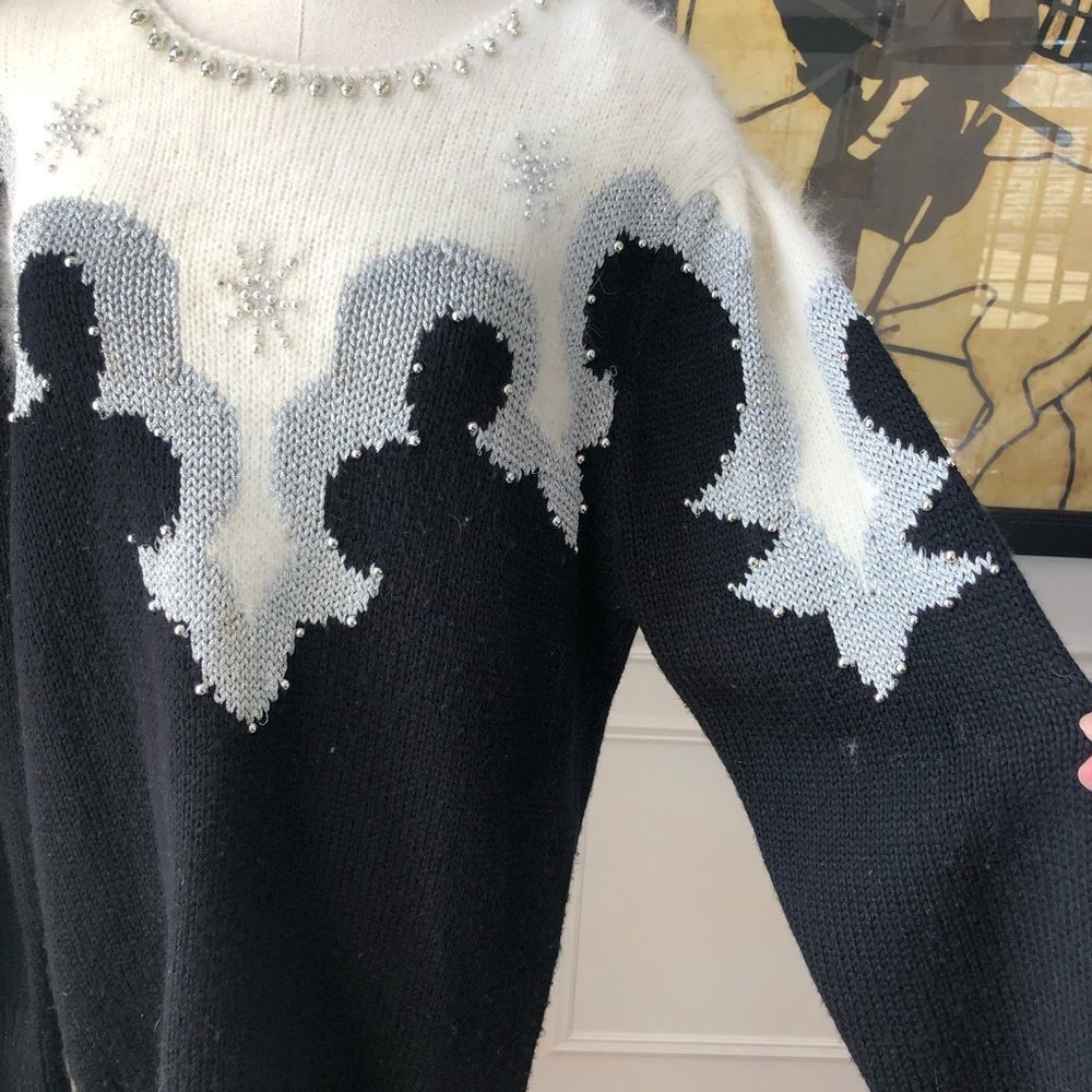 Vintage Vintage 80s 90s Wool Angora Blend Beaded Furry Bling Sweater Size S / US 4 / IT 40 - 9 Thumbnail