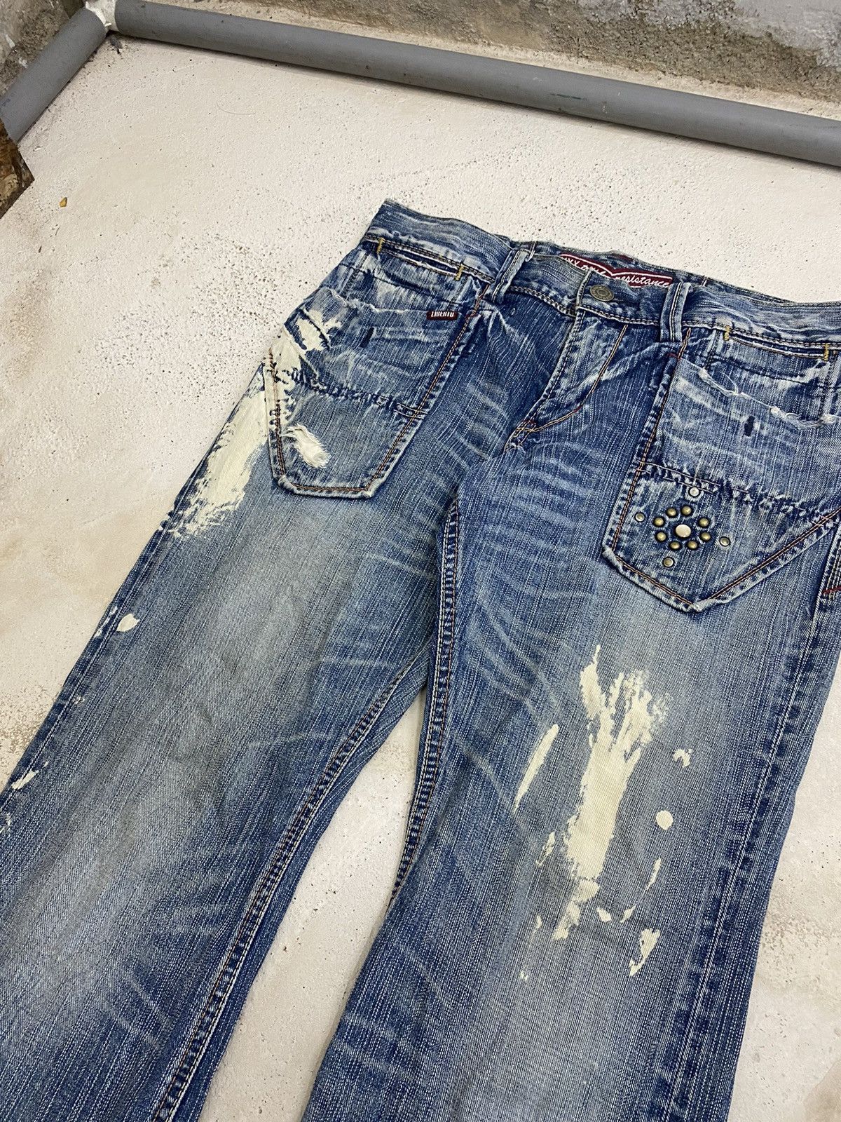 If Six Was Nine Le Jean De Base Francais Clawn Mark Blue Way Abstract Paint Size US 32 / EU 48 - 8 Thumbnail