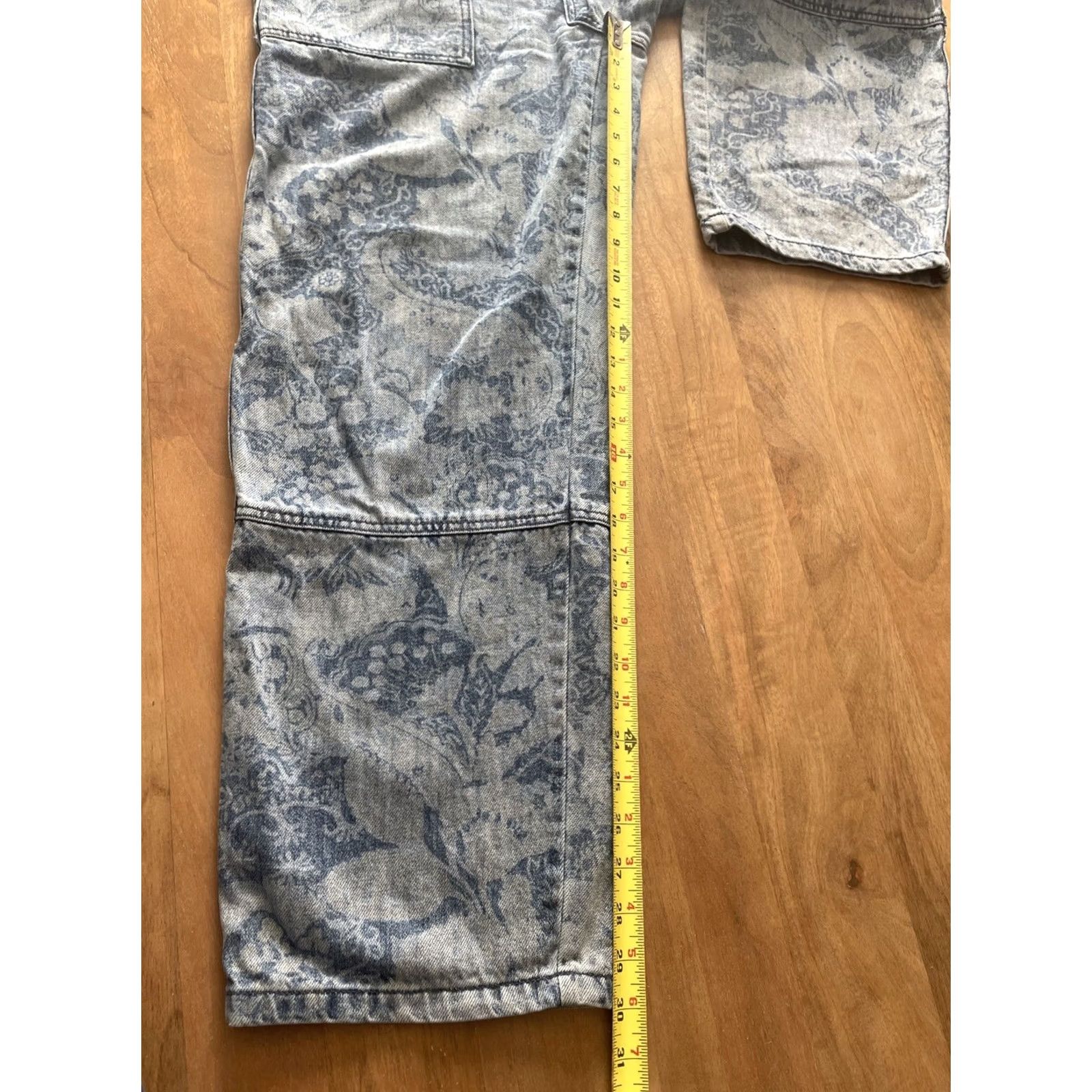 Bdg BDG Jeans: Urban High Rise Baggy Carpenter Paisley Denim Women Size 31 34x30 Blue 100% Cotton Rise High Inseam 30 Size 24" / US 00 / IT 34 - 6 Thumbnail
