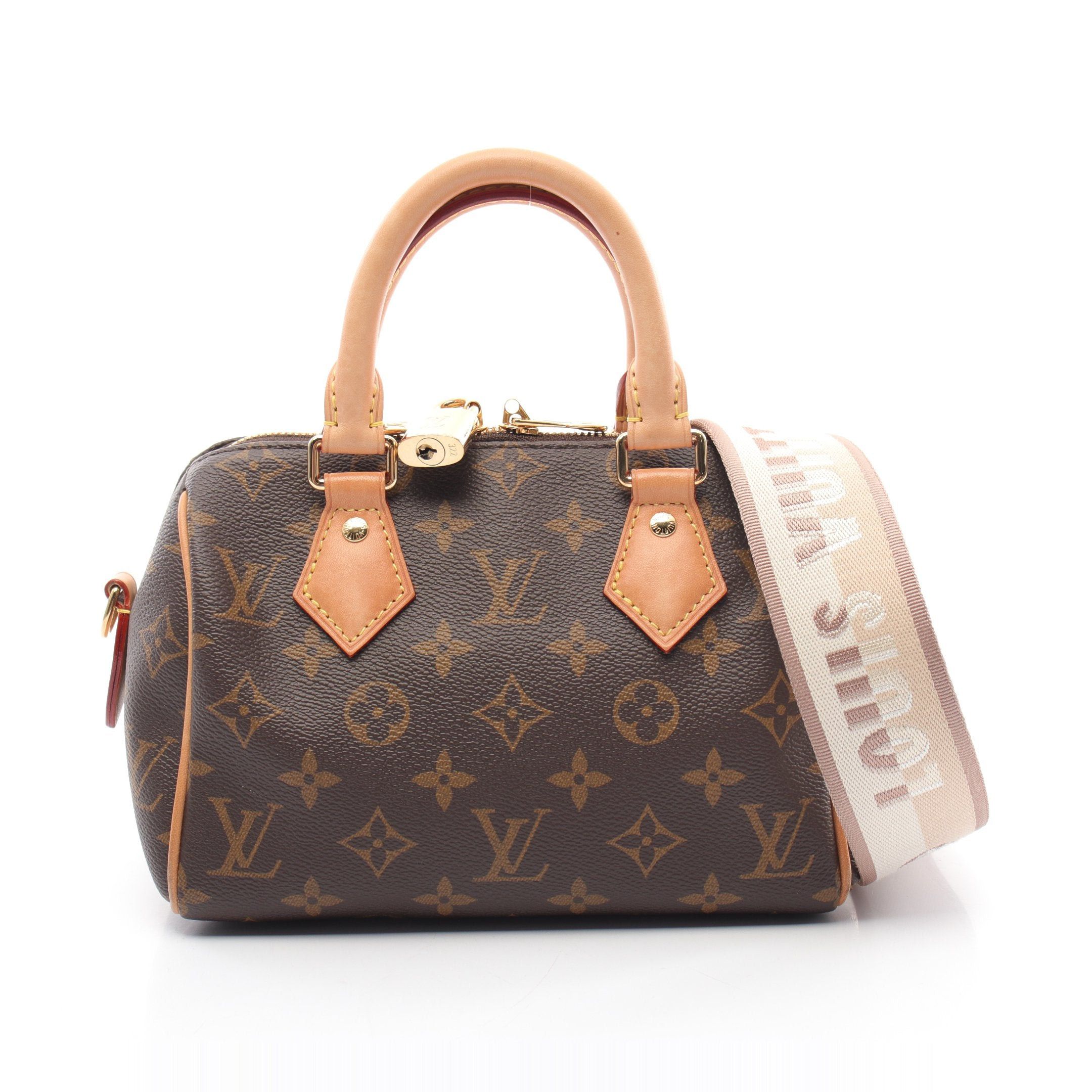 Louis Vuitton Speedy 20 Monogram Beige Handbag Leather Brown