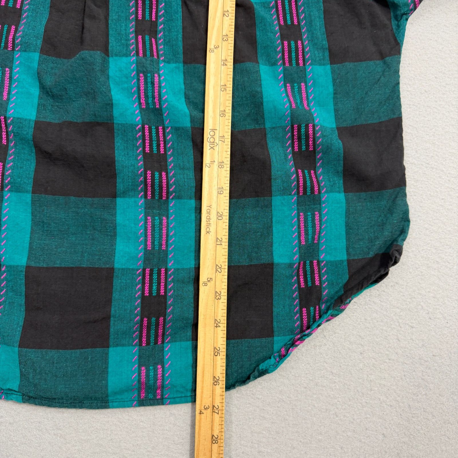 Vintage Vintage Honors Button Up Shirt Size Medium Teal Pink Plaid Size M / US 6-8 / IT 42-44 - 8 Thumbnail
