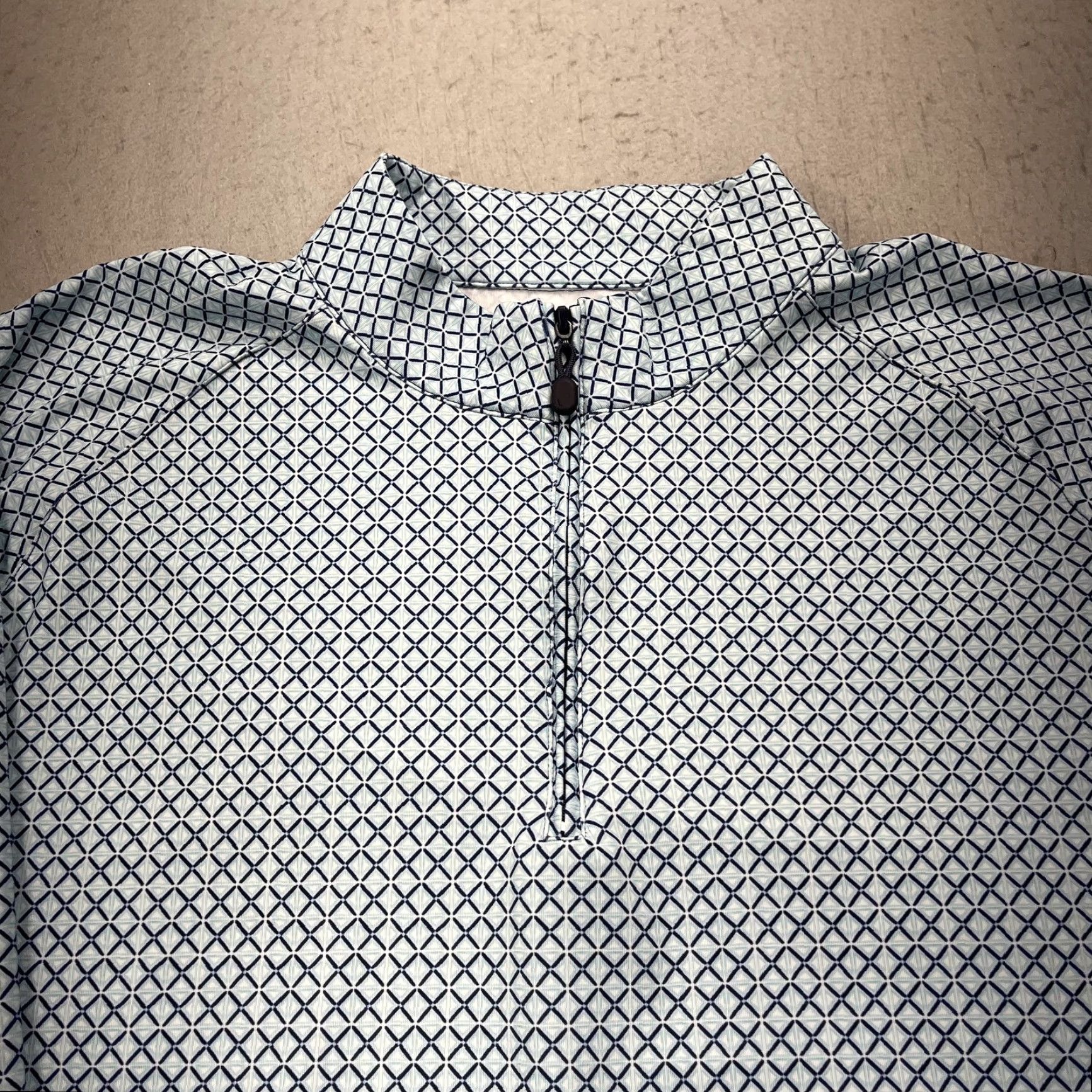 Mizzen+Main Mizzen+Main Pullover Mens Large Blue Geometric 1/4 Zip Mock Neck Stretch AOP Size US L / EU 52-54 / 3 - 2 Thumbnail