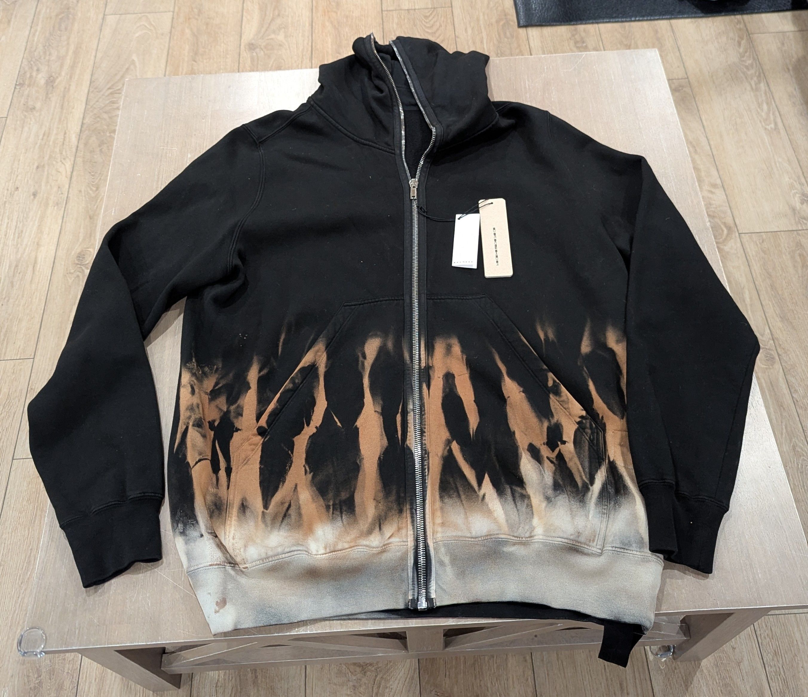 Rick Owens Drkshdw DRKSHDW RICK OWENS Flame Terry Zip Hoodie Black XL Size US XL / EU 56 / 4 - 1 Thumbnail